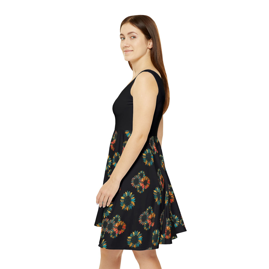 Women's Skater Dress | Boho Sunflower Summer Dress