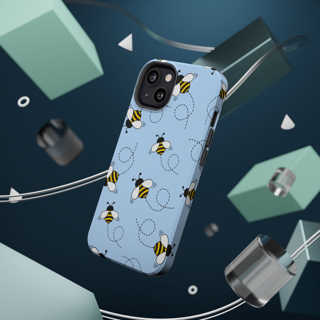 Phone Case | Sky Blue Bee Pattern Magnetic Impact-Resistant Phone Case