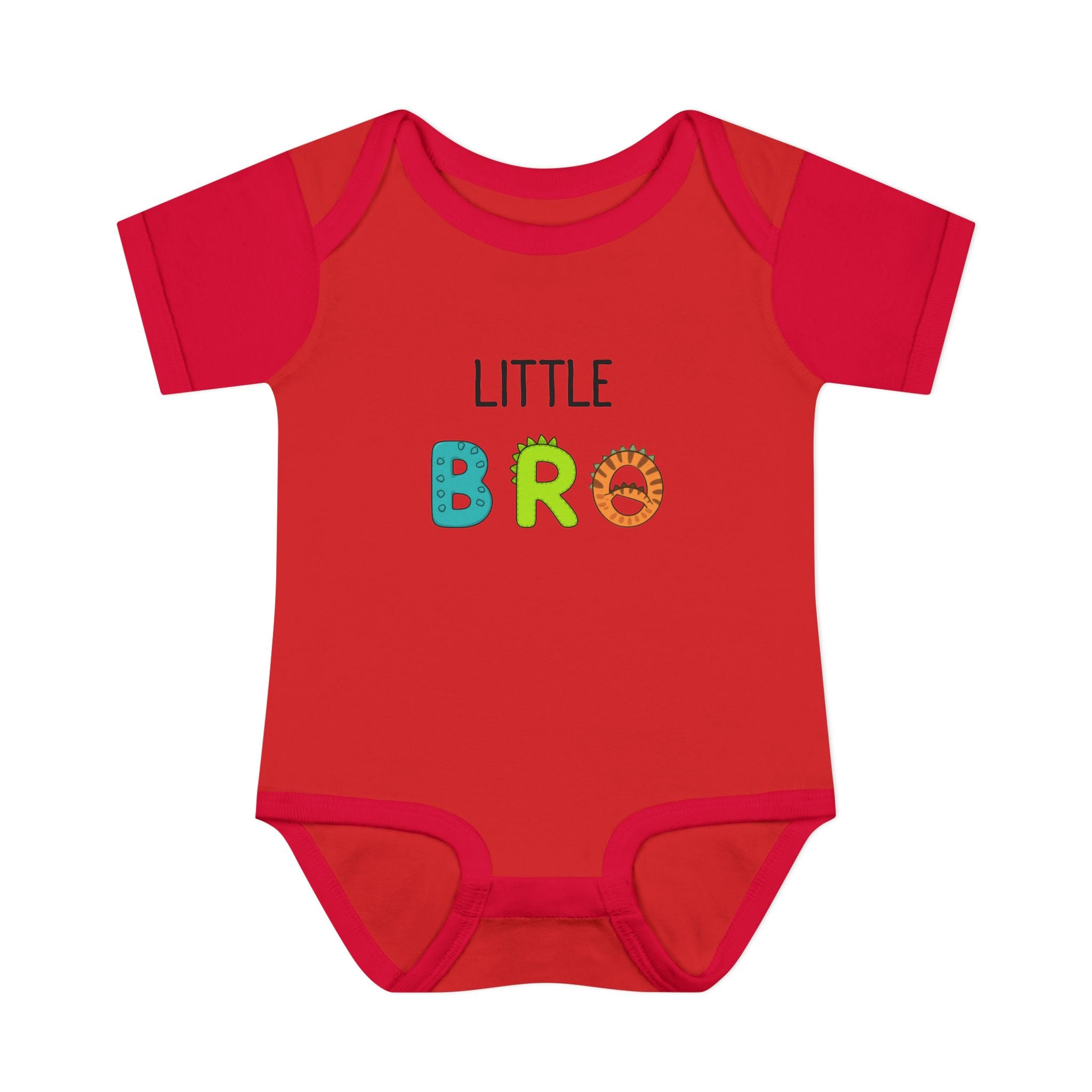 Baby Bodysuit | 'Little Bro' Sibling Infant Onesie with Colorful Dino Letters