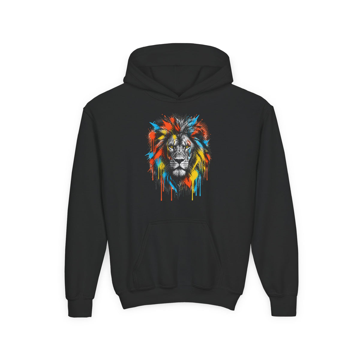 Lion Spirit Paint Drips Youth Hoodie