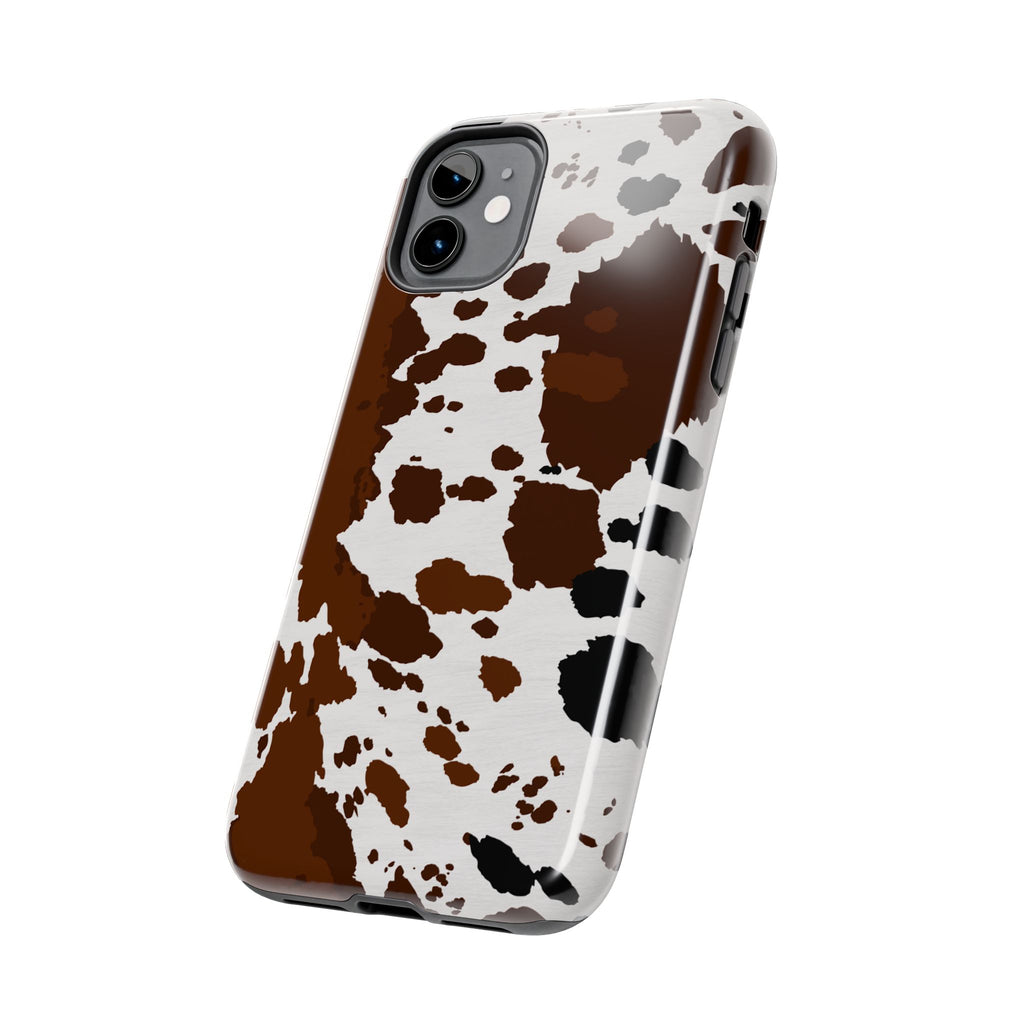 Phone Case | Brown & White Cowhide Pattern Tough Protective Cover