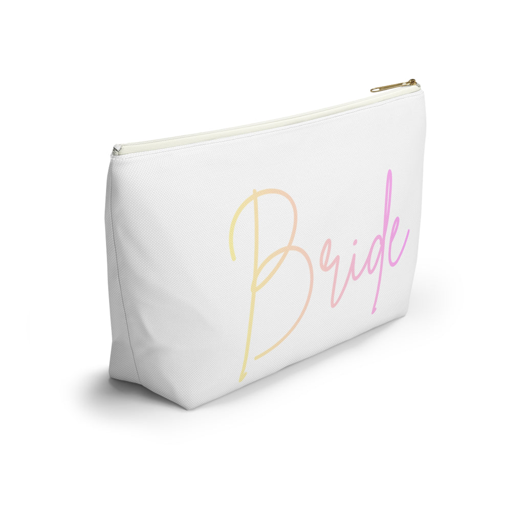 T Bottom Accessory Pouch | 'Bride' Script Pastels | Bridal Party Cosmetic Bag