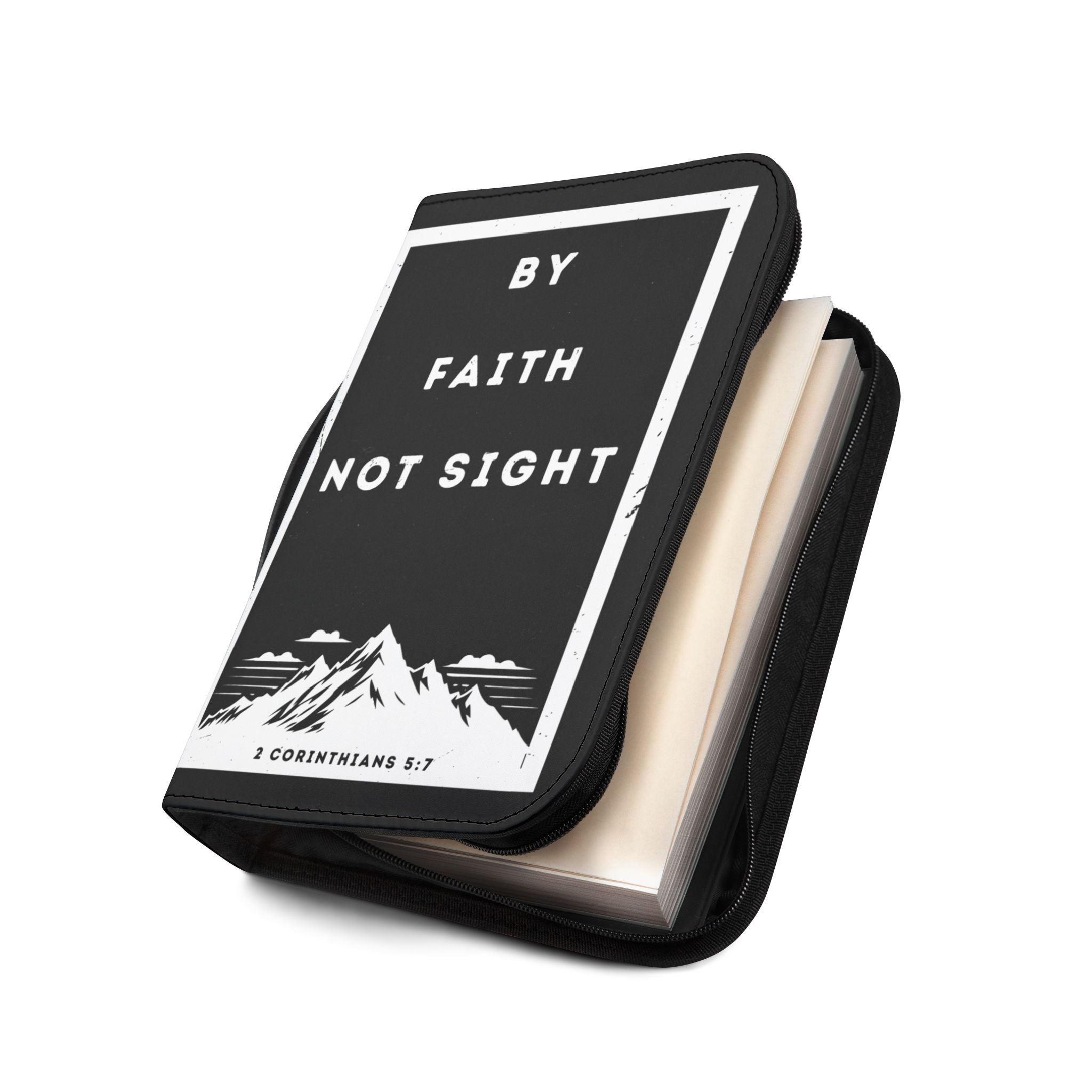 Bible Cover | 2 Cor 5:7 Scripture Zippered Case 'By Faith Not Sight'