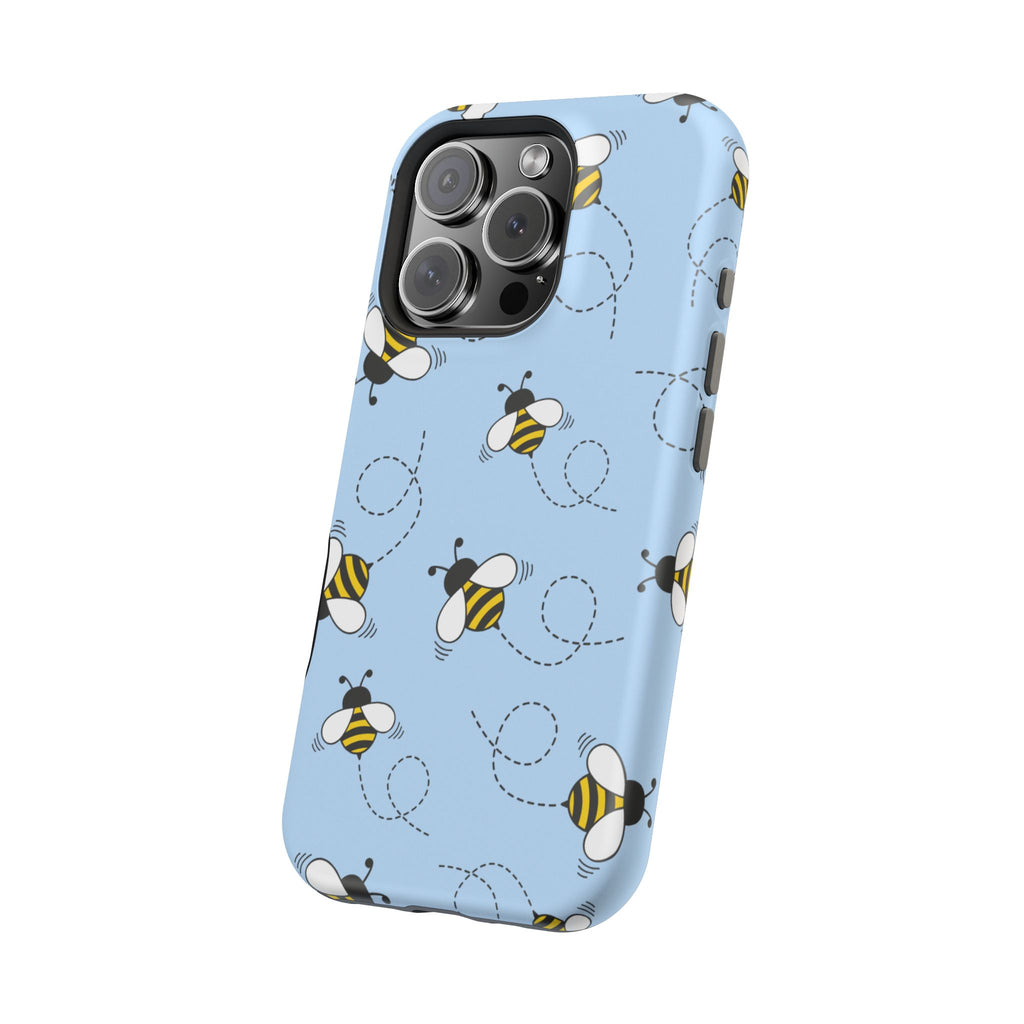 Phone Case | Sky Blue Bee Pattern Magnetic Impact-Resistant Phone Case