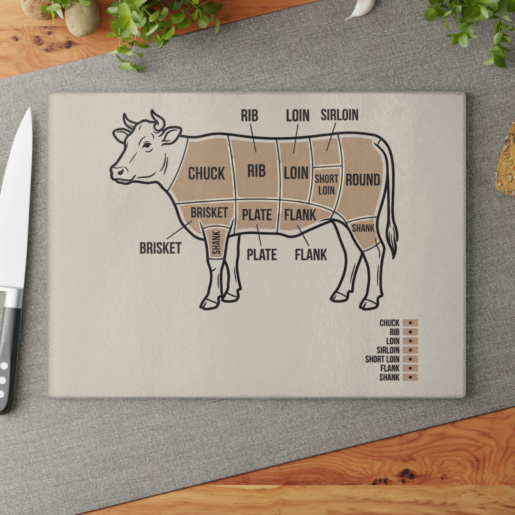 Glass Cutting Board | Meat Chart Cutting Board