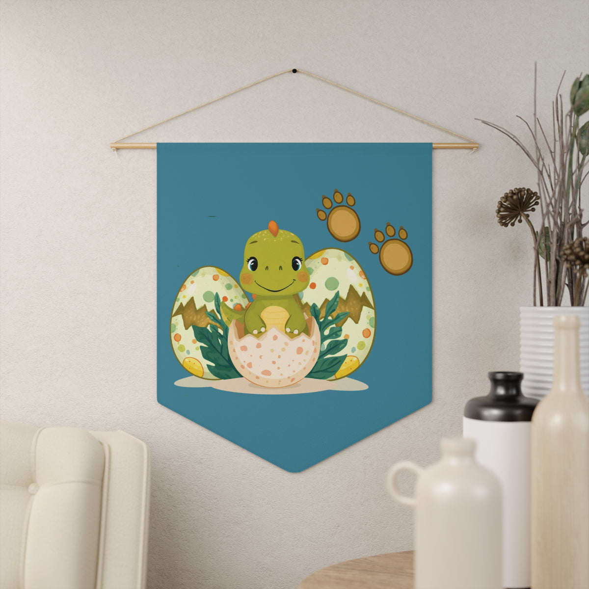Hatching Dino & Paw Prints Wall Decor