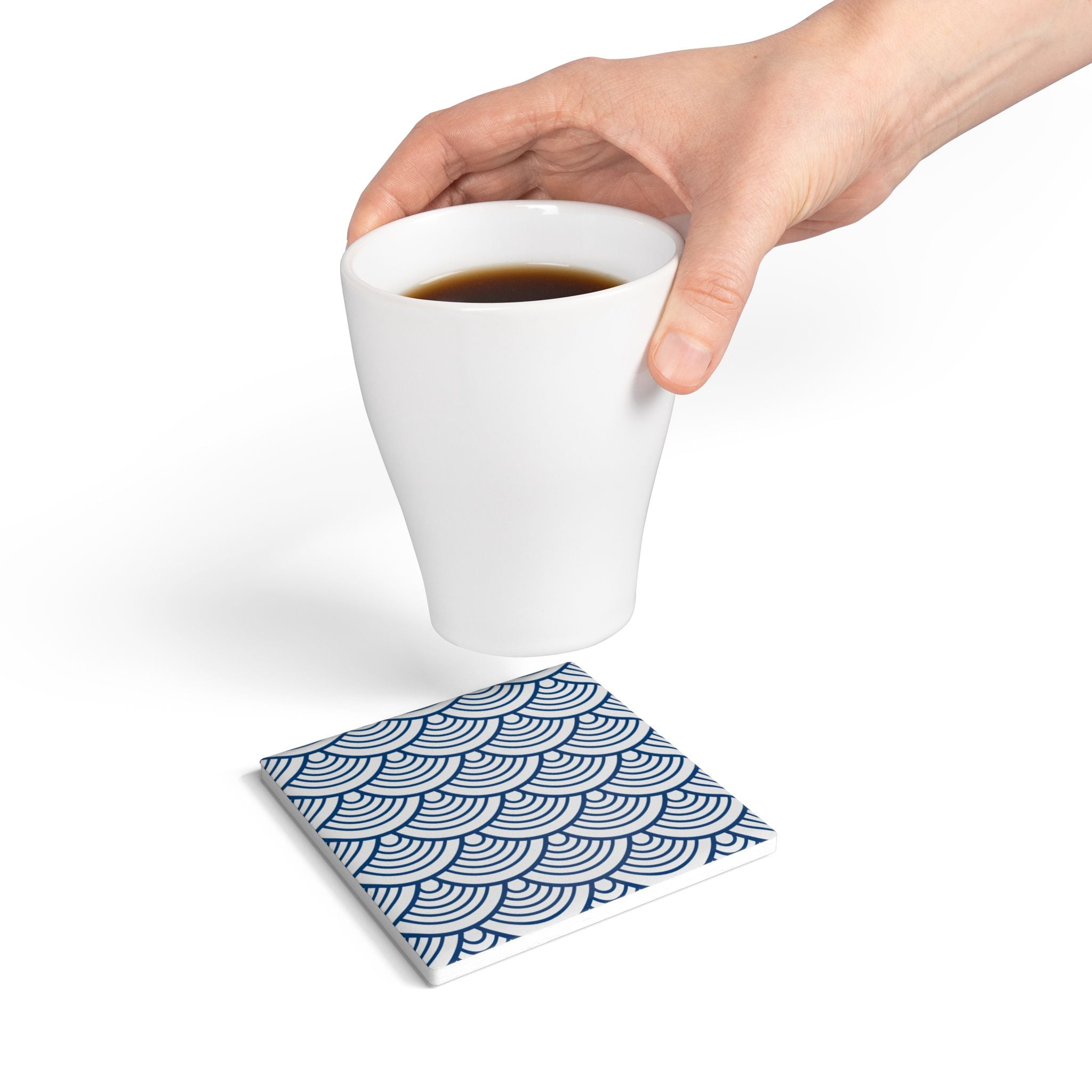 Coasters | Blue Wave Pattern Ceramic Drink Coaster