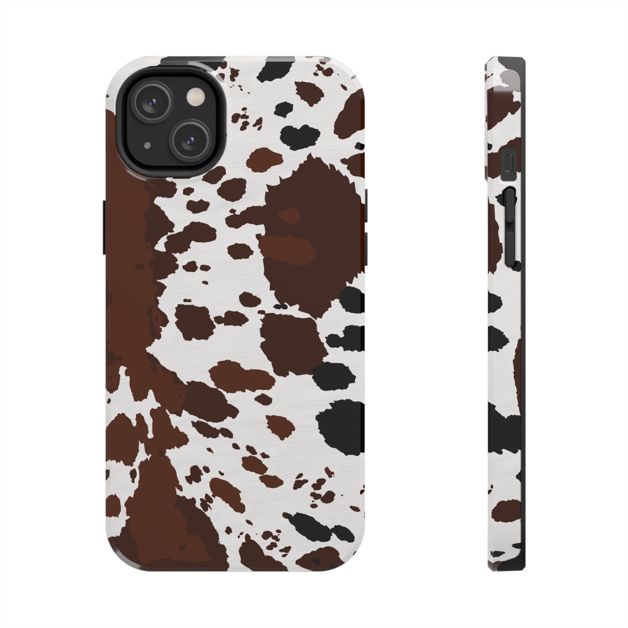 Phone Case | Brown & White Cowhide Pattern Tough Protective Cover