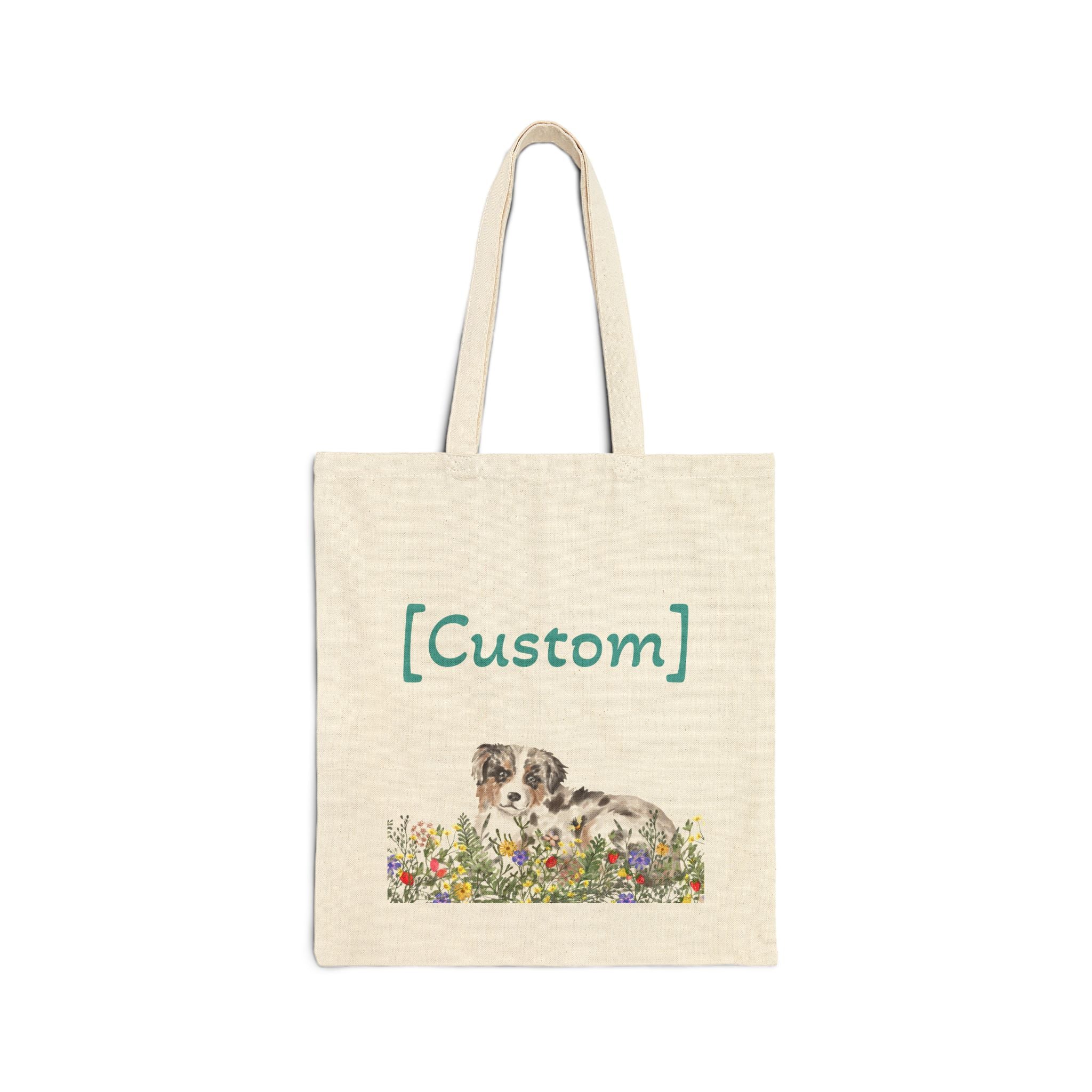 Tote Bag | Custom Puppy Floral Shoulder Bag