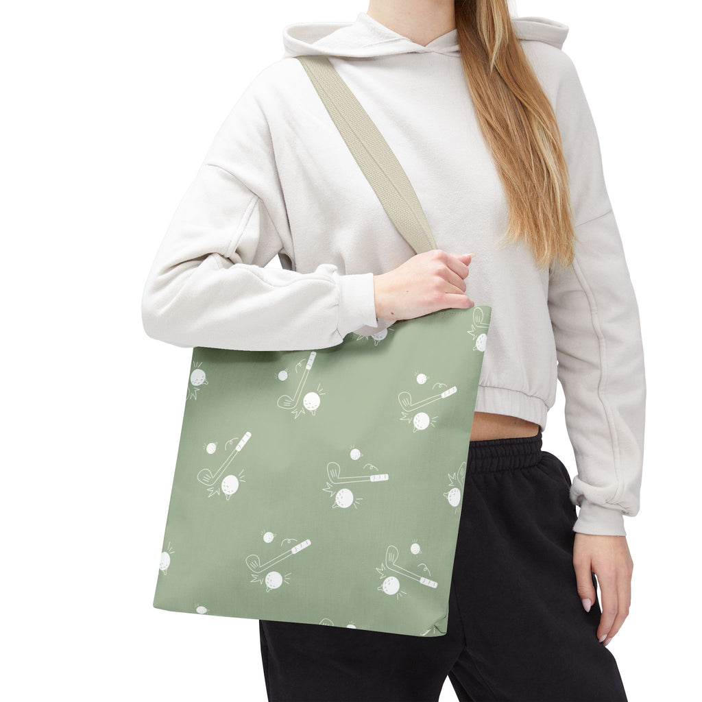 Tote Bag | Sage Green and Golf Pattern Shoulder Bag
