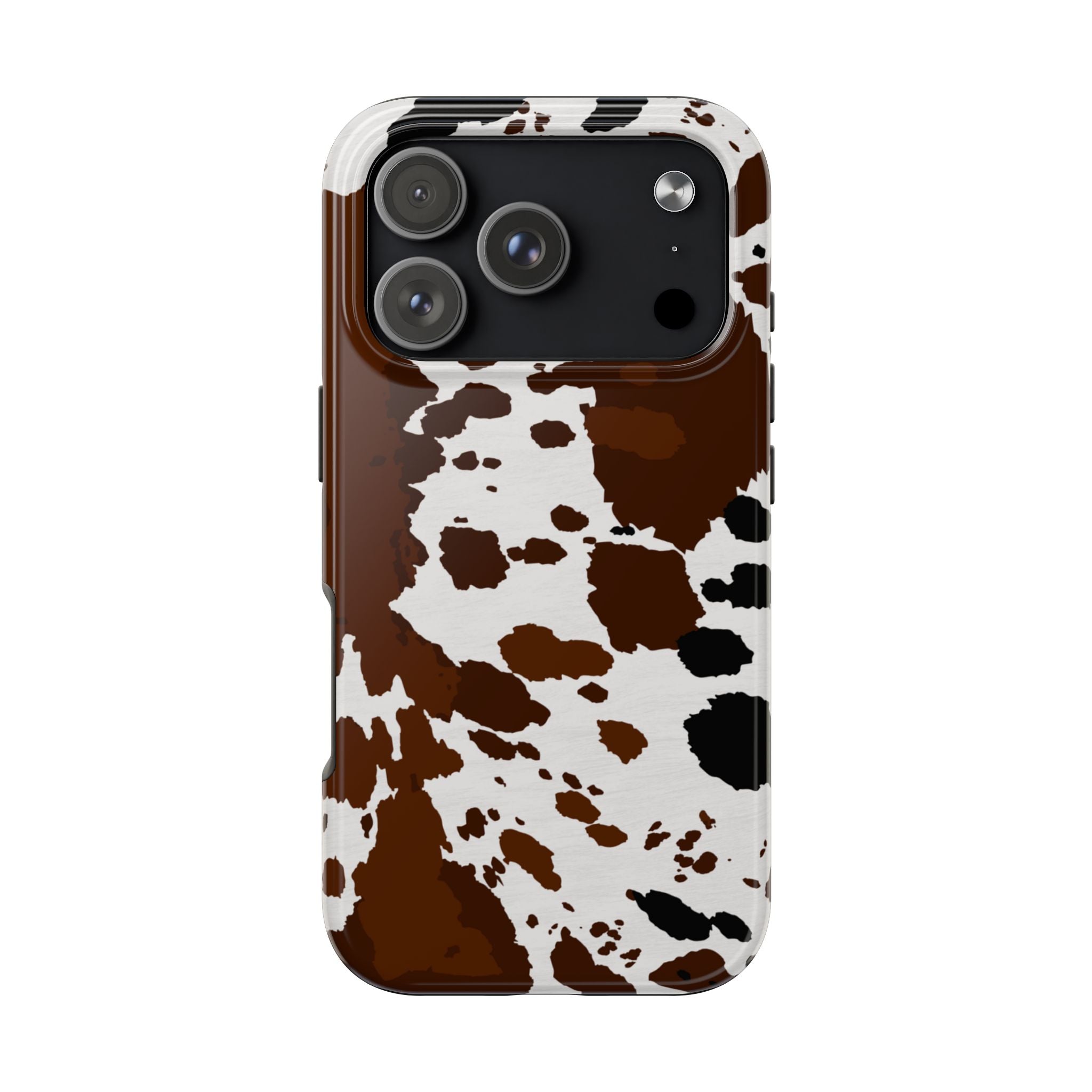 Phone Case | Brown & White Cowhide Pattern Tough Protective Cover