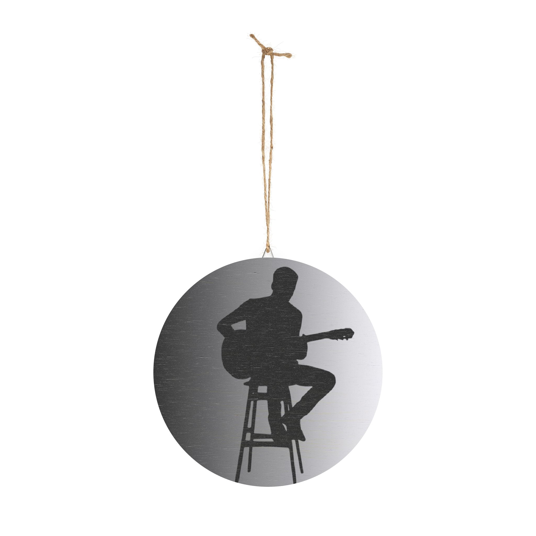 Wall Sign — Acoustic Guitar Silhouette Round Wooden Décor