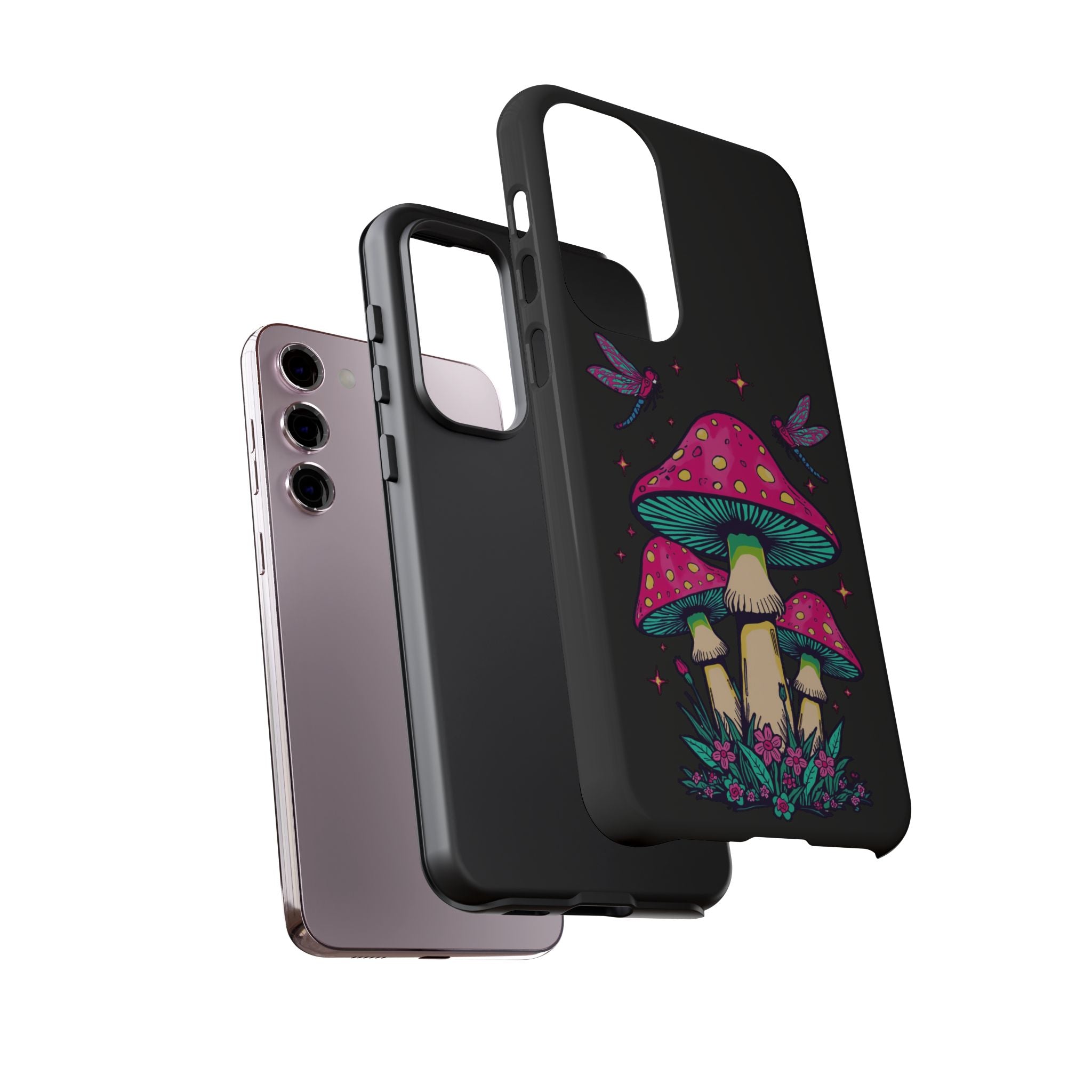 Phone Cases | Colorful Mushroom and Dragonfly Print Tough Case