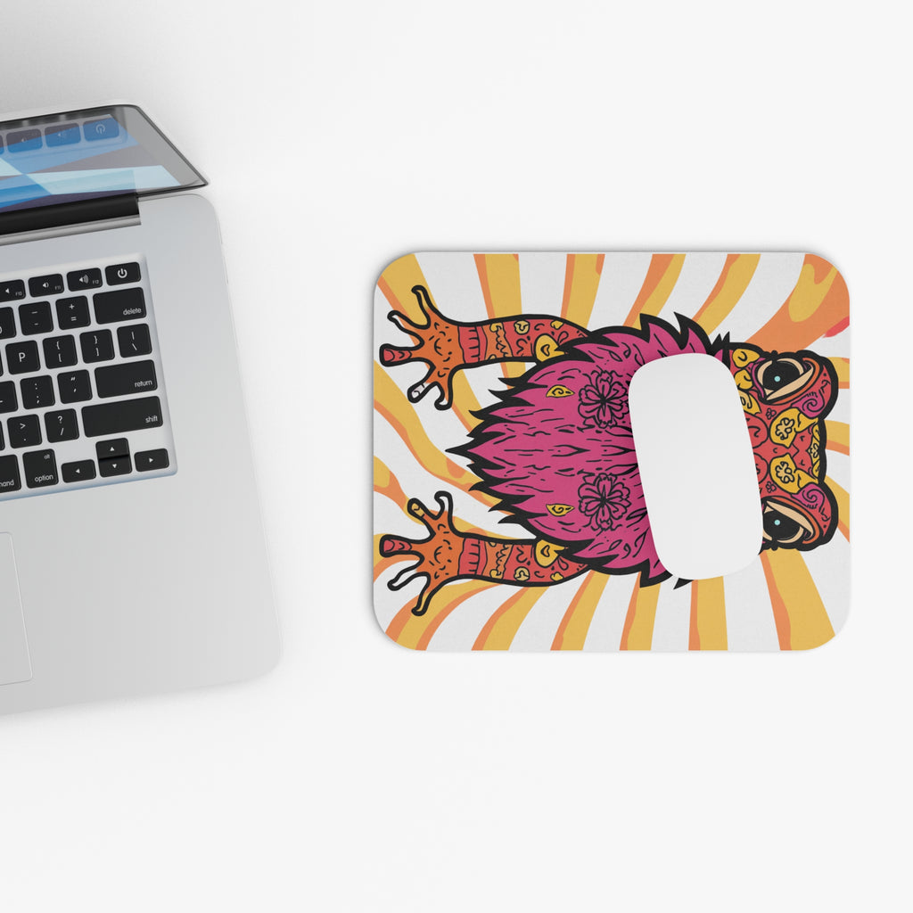 Mousepad | Psychedelic "Bearded Dragon" Rectangular Retro Rays