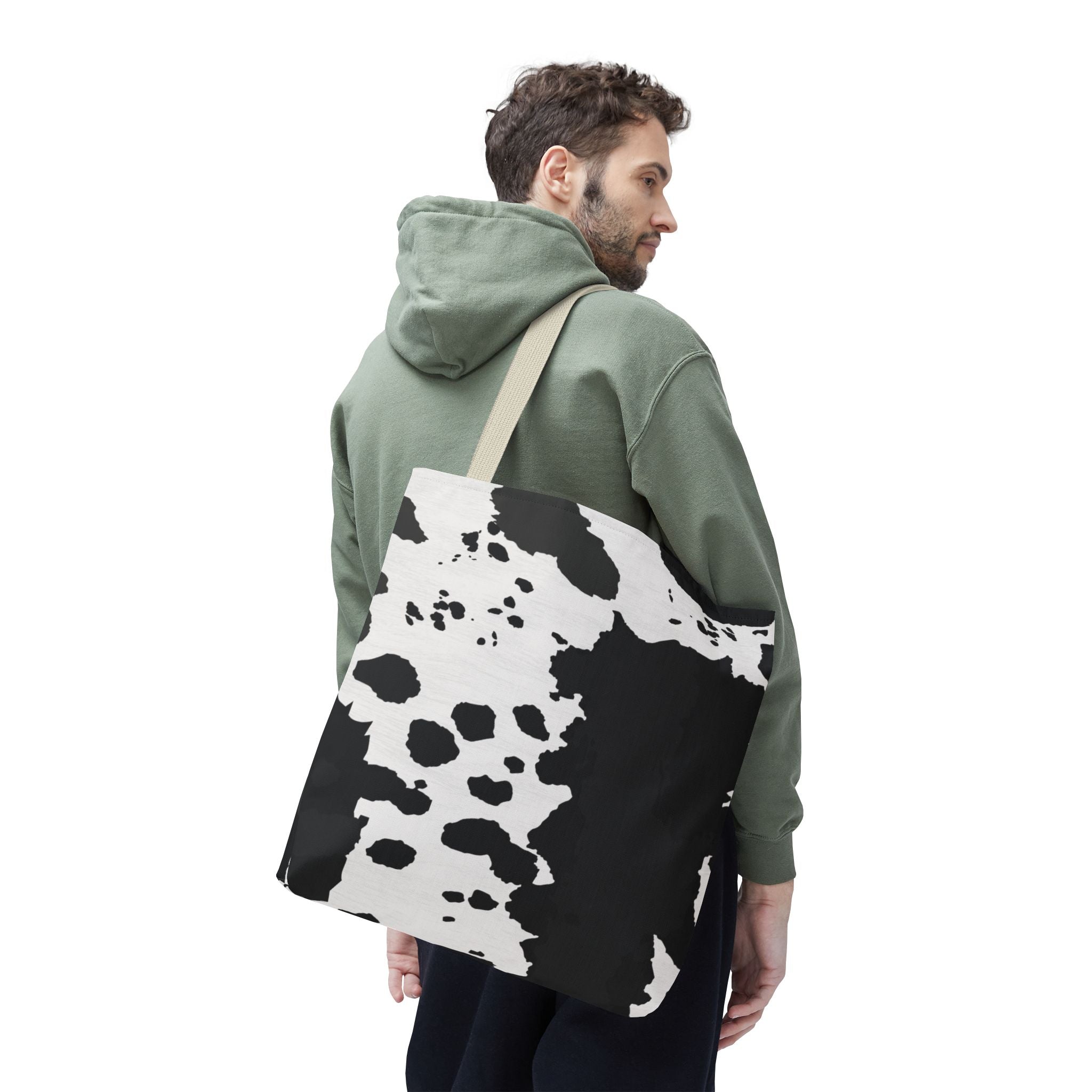 Tote Bag | Black & White Cow Print Patterned Shoulder Tote