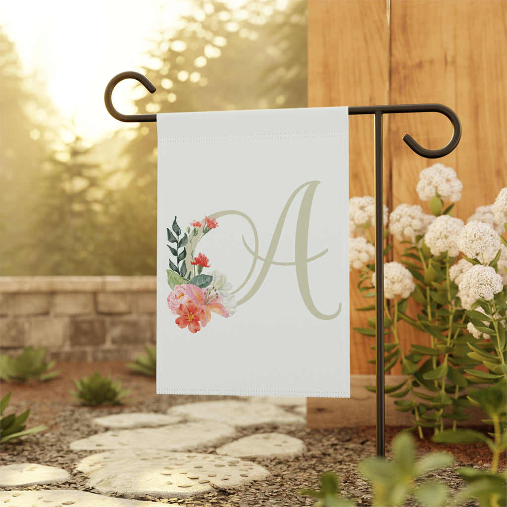 Home & Garden Banner | 'A' Monogram Watercolor Blooms Flag