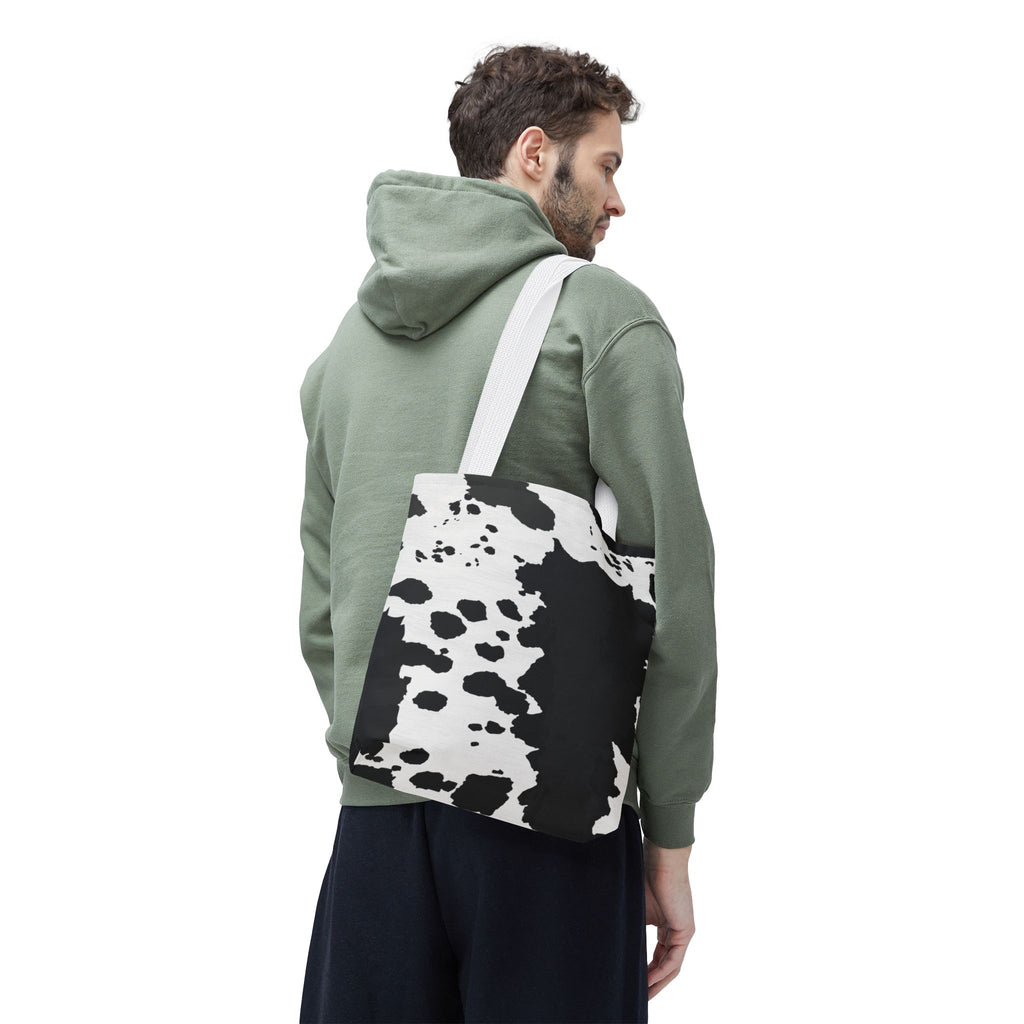 Tote Bag | Black & White Cow Print Patterned Shoulder Tote