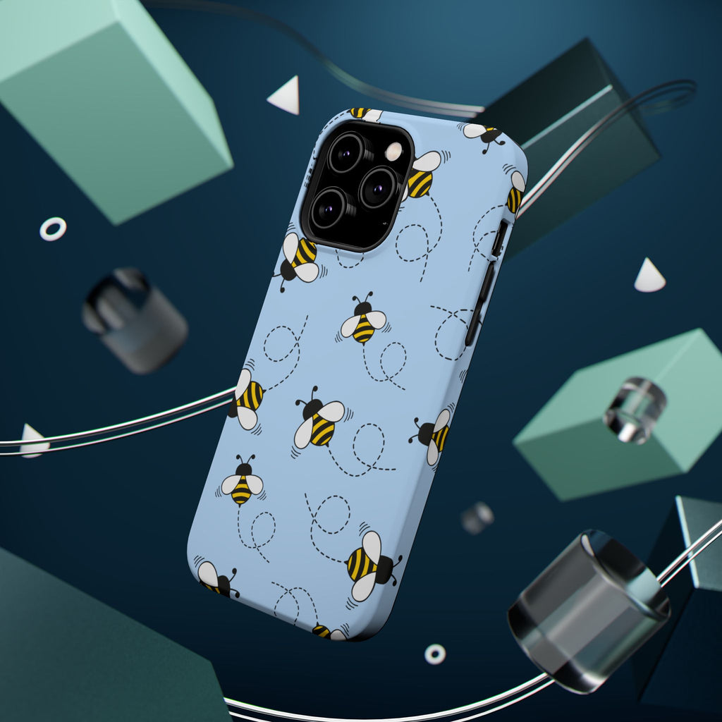 Phone Case | Sky Blue Bee Pattern Magnetic Impact-Resistant Phone Case