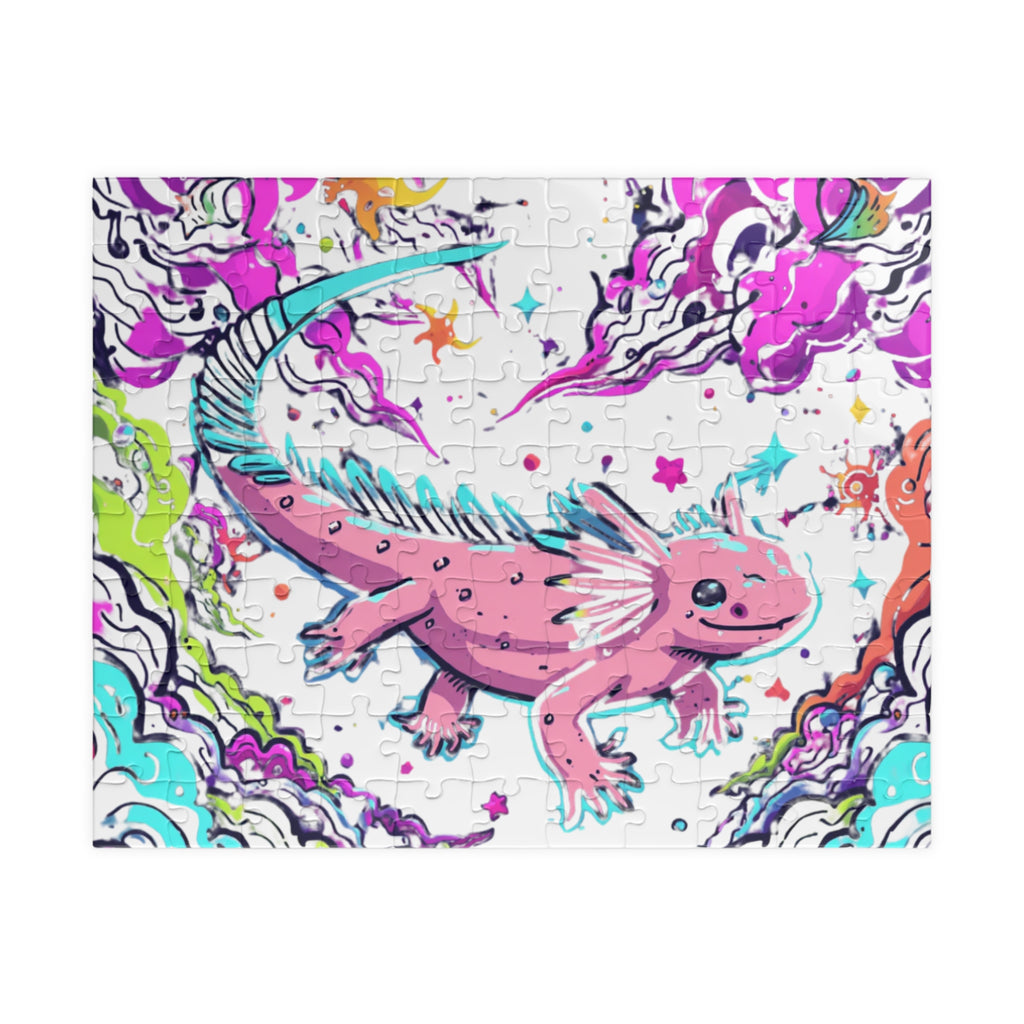 Jigsaw Puzzle | Colorful Fantasy Pink Axolotl Illustration 110 & 252 Pieces