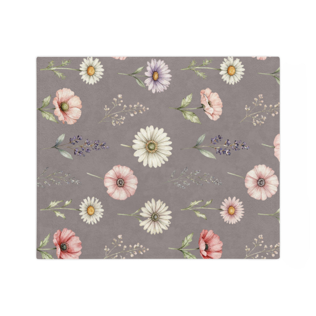 Wildflowers on Mauve Microfiber Throw