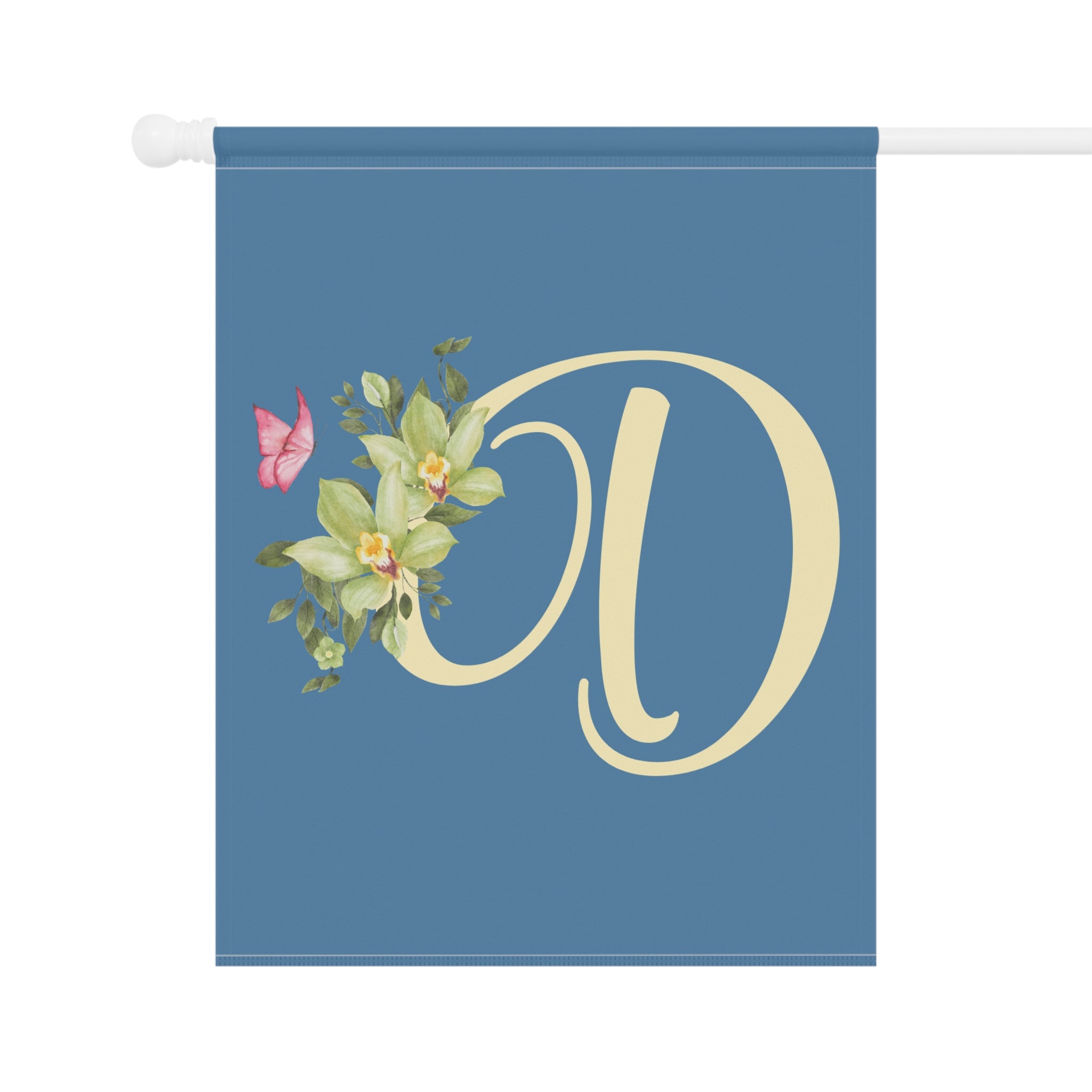 Home & Garden Banner | 'D' Monogram Orchid Flag