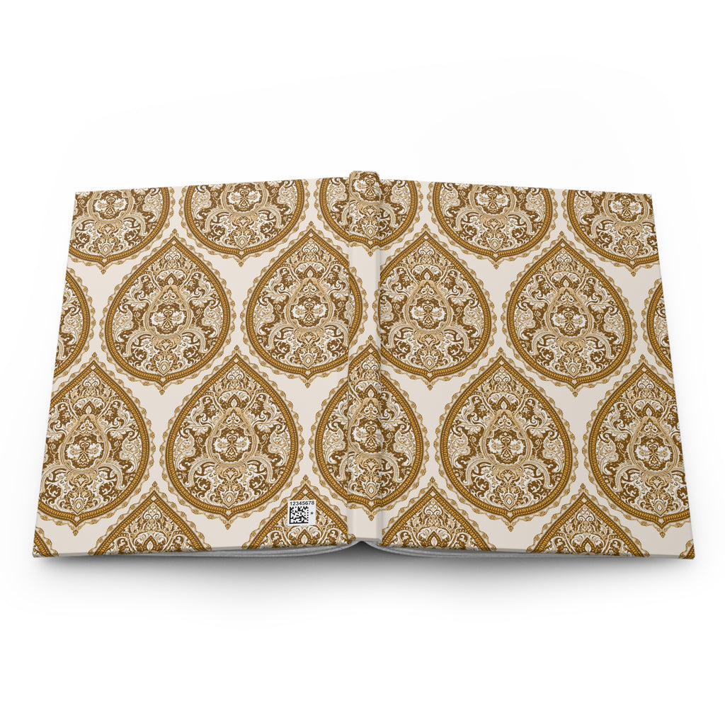 Journal | Delicate Gold Damask Floral Pattern Hardcover Notebook