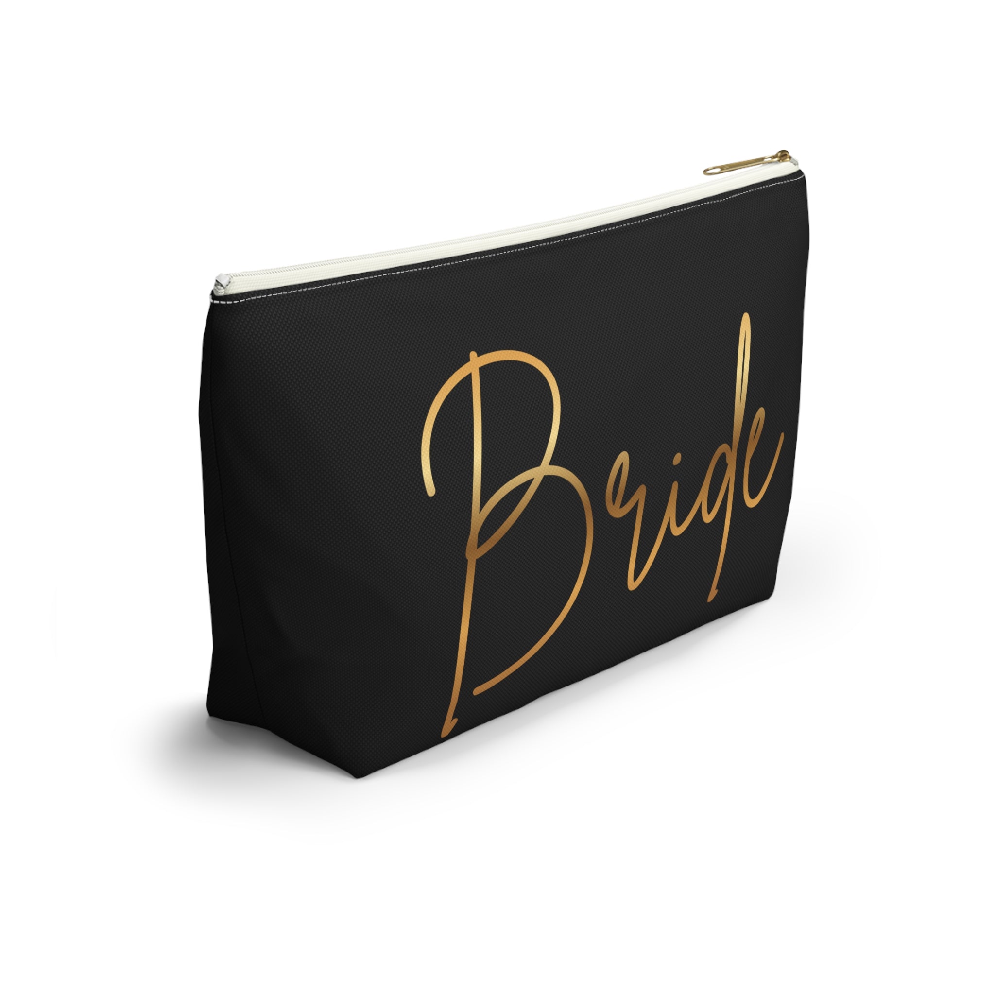 T Bottom Accessory Pouch | Bride in Gold Script Cosmetic Bag