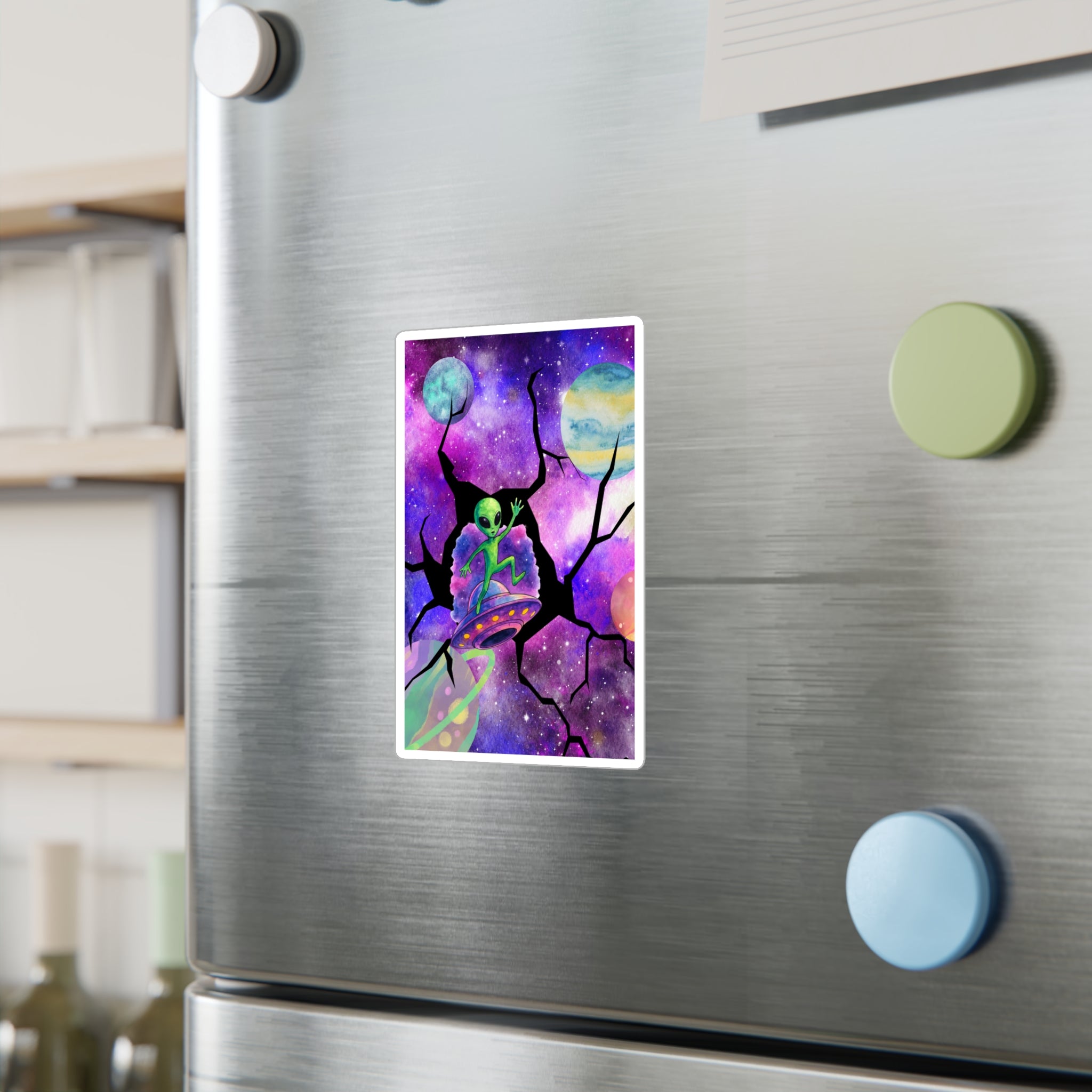 Vinyl Decal | Colorful Space Alien Kiss-Cut Sticker