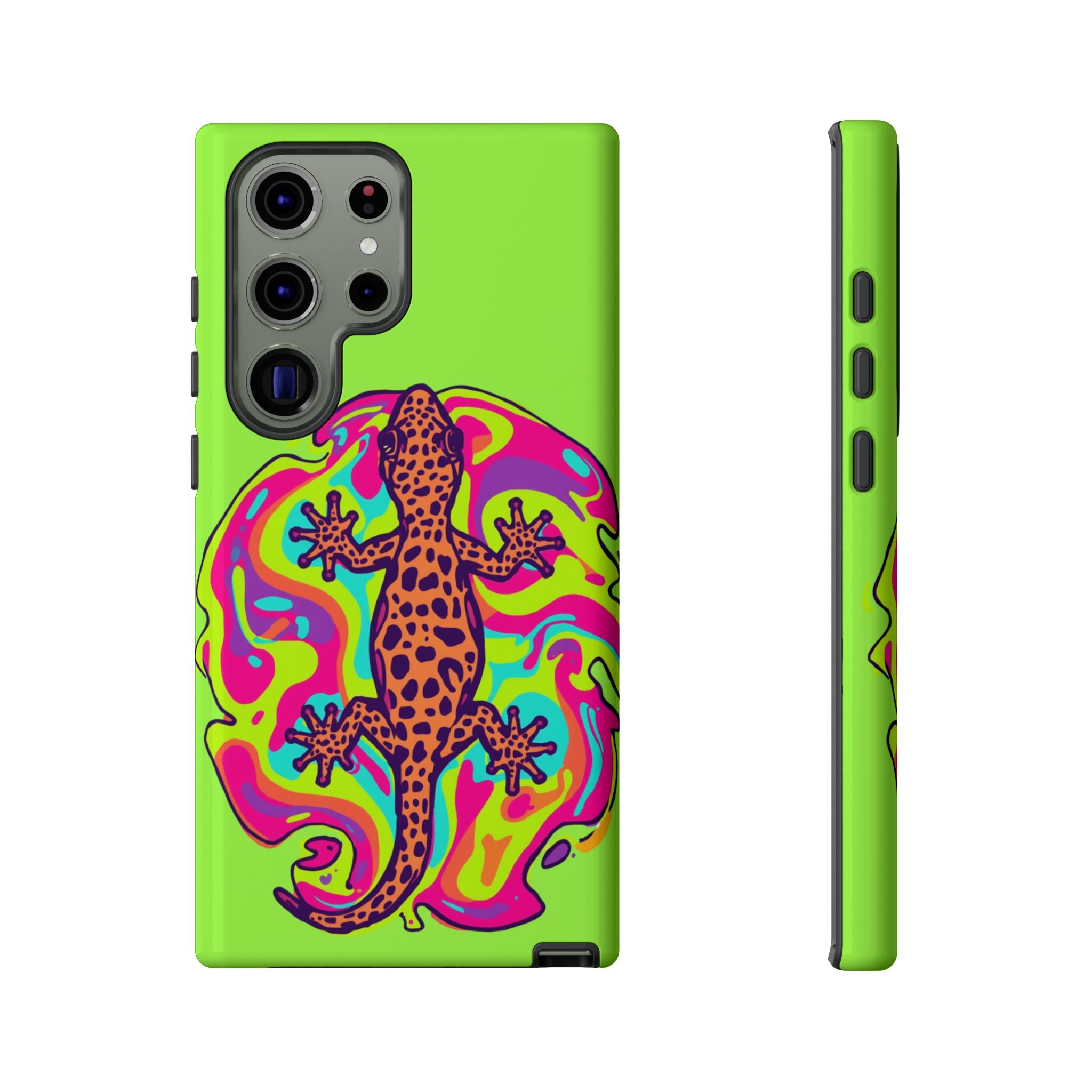 Phone Cases | Neon Leopard Gecko Swirl Phone Case