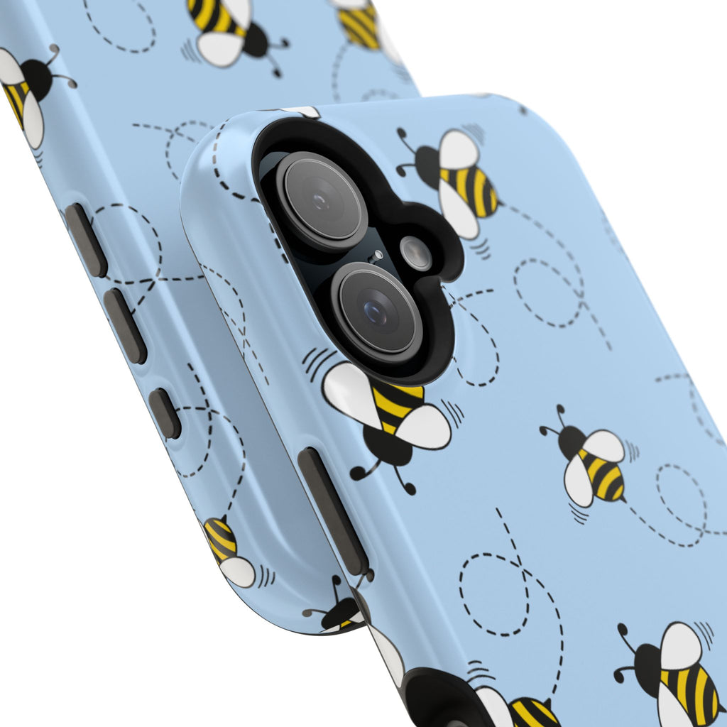 Phone Case | Sky Blue Bee Pattern Magnetic Impact-Resistant Phone Case