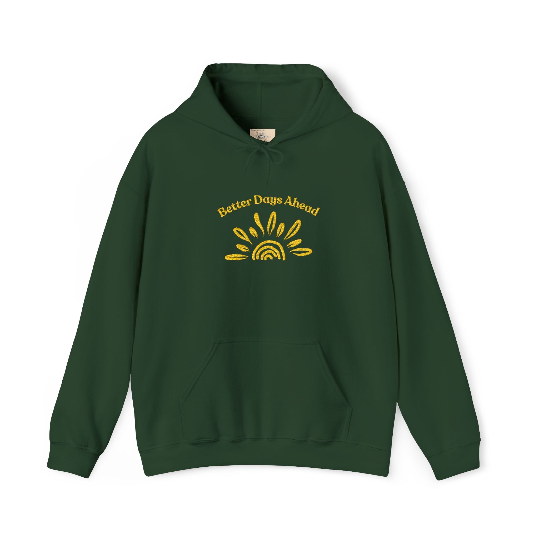 Hoodie | ‘Better Days Ahead’ Above a Sunrise  Embroidered Graphic