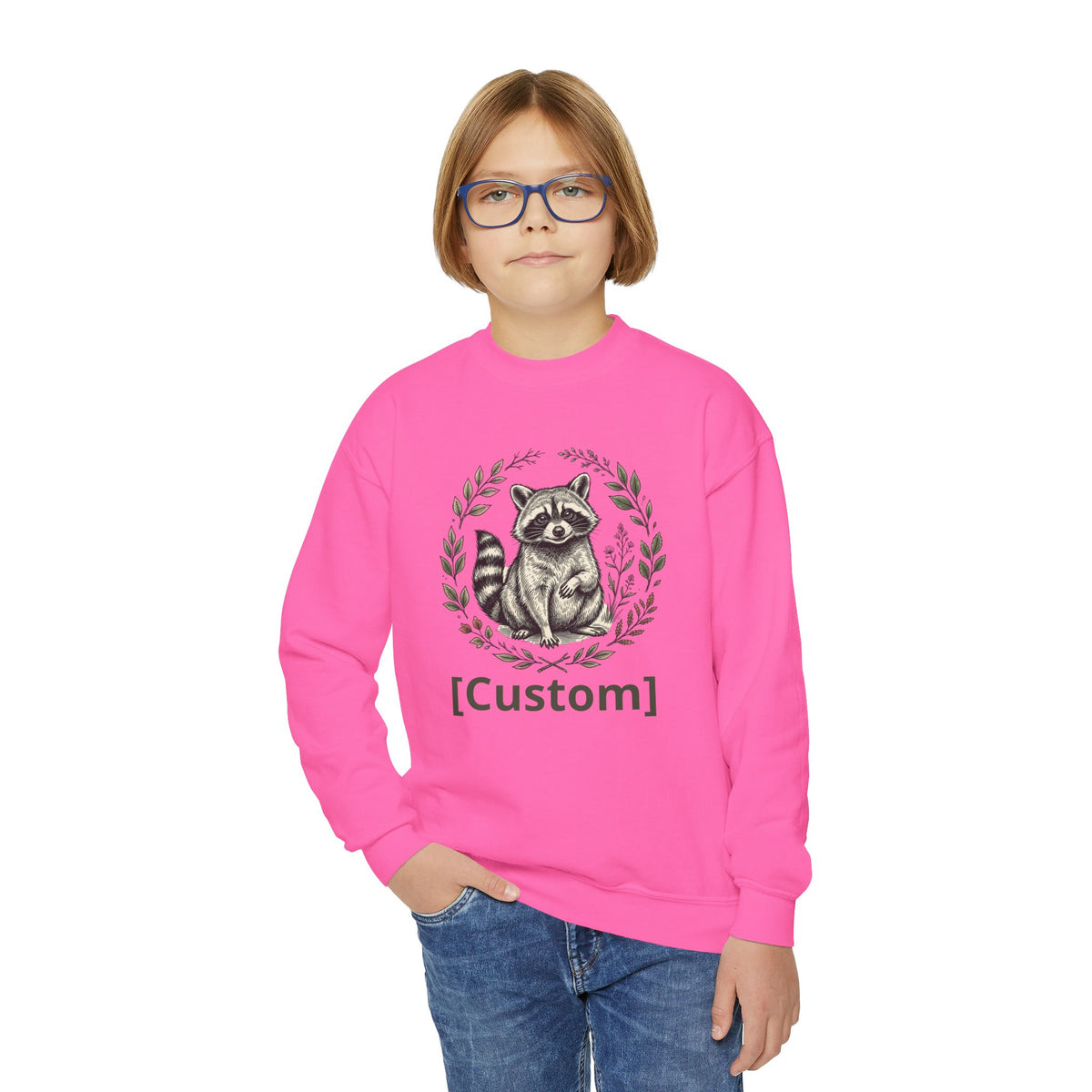 Customizable Sweatshirt with Cute Raccoon Graphic