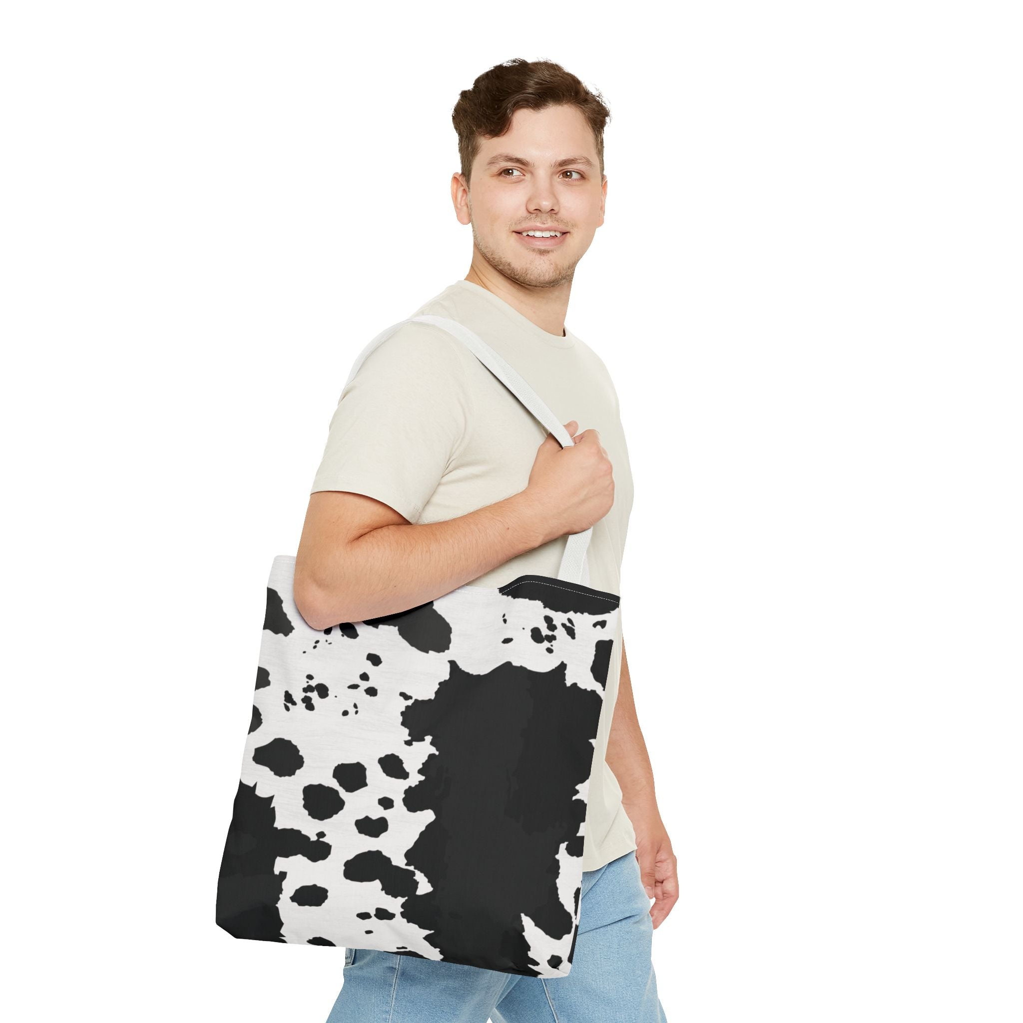 Tote Bag | Black & White Cow Print Patterned Shoulder Tote