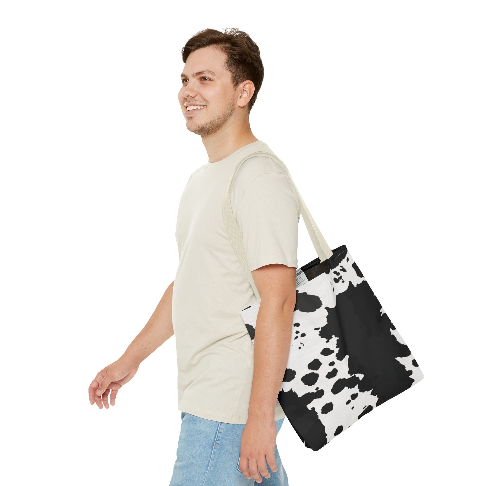 Tote Bag | Black & White Cow Print Patterned Shoulder Tote