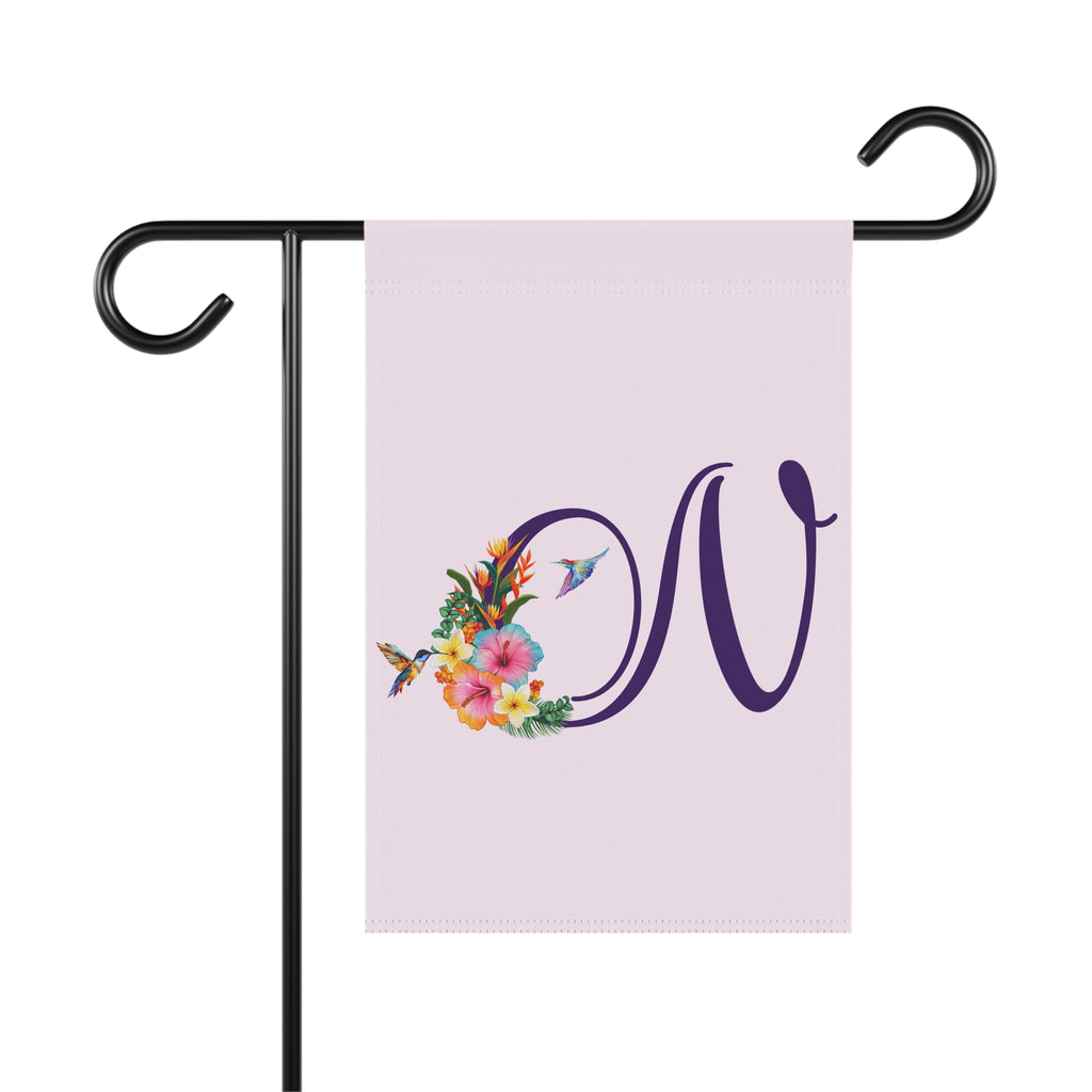 Home & Garden Banner | 'N' Monogram Tropical Hummingbirds Flag