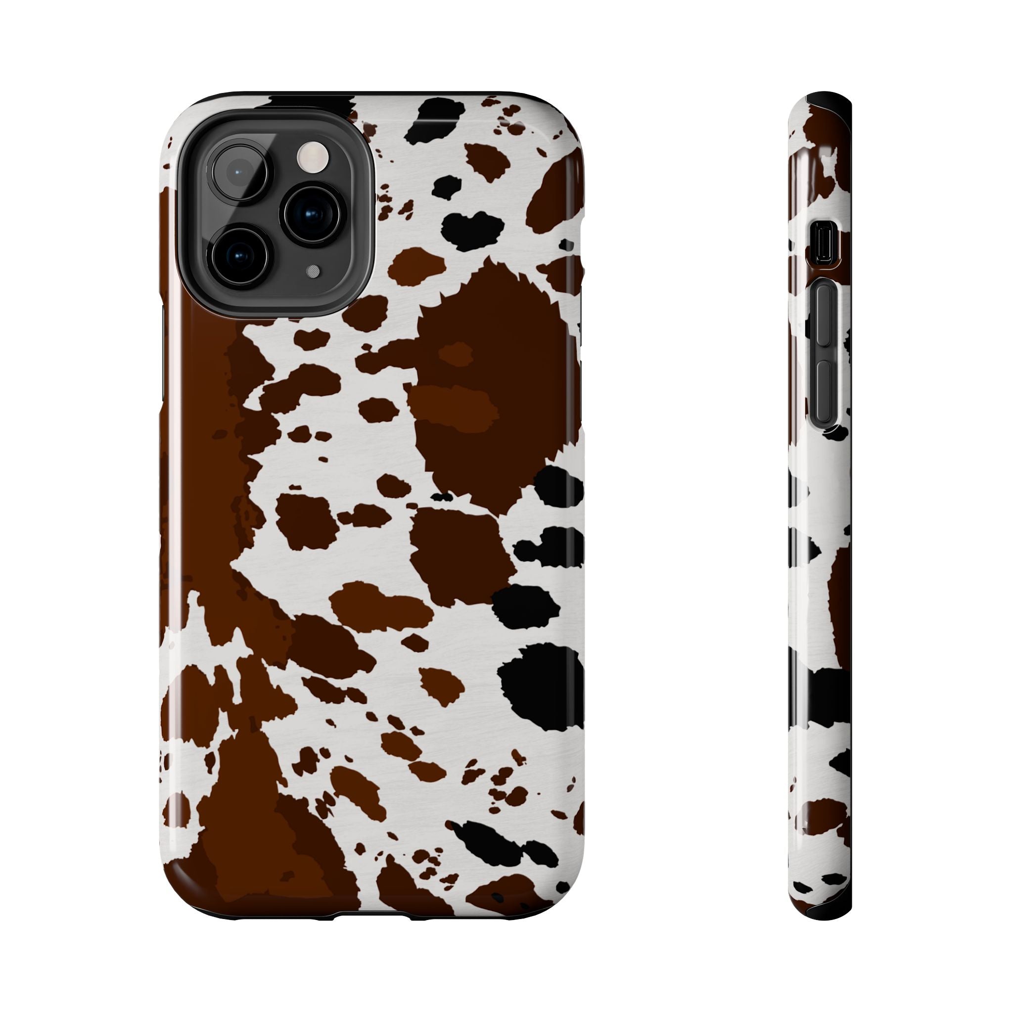 Phone Case | Brown & White Cowhide Pattern Tough Protective Cover