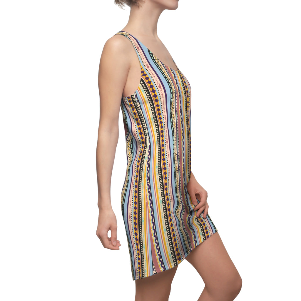 Women's Racerback Dress – Colorful Boho Stripe Sleeveless Summer Dress