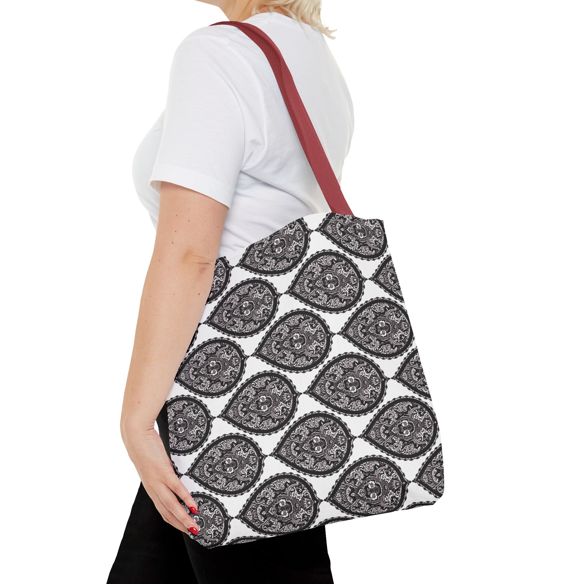 Tote Bag | Black & White Paisley Pattern