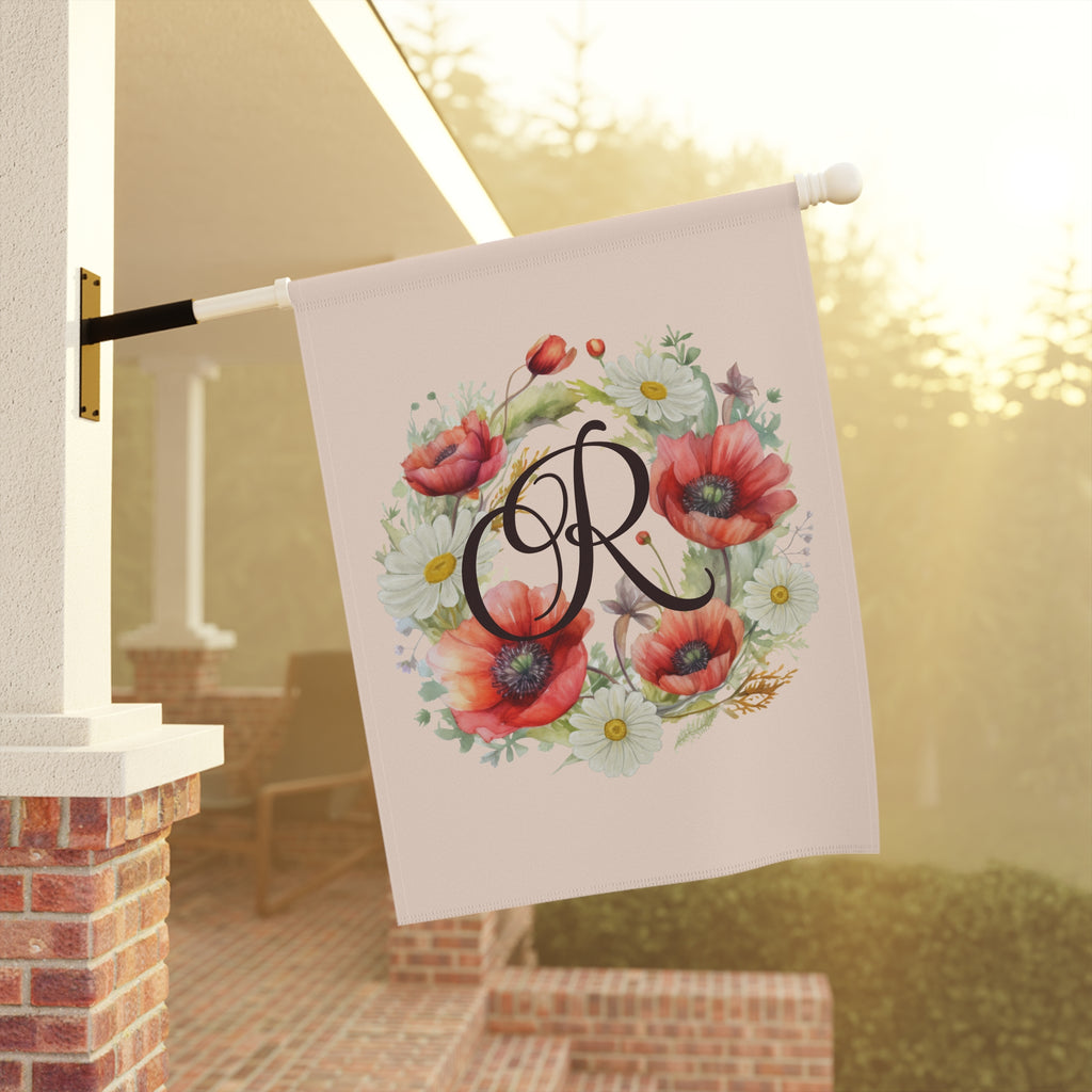 Home & Garden Banner | 'R' Monogram Poppy & Daisy Flag