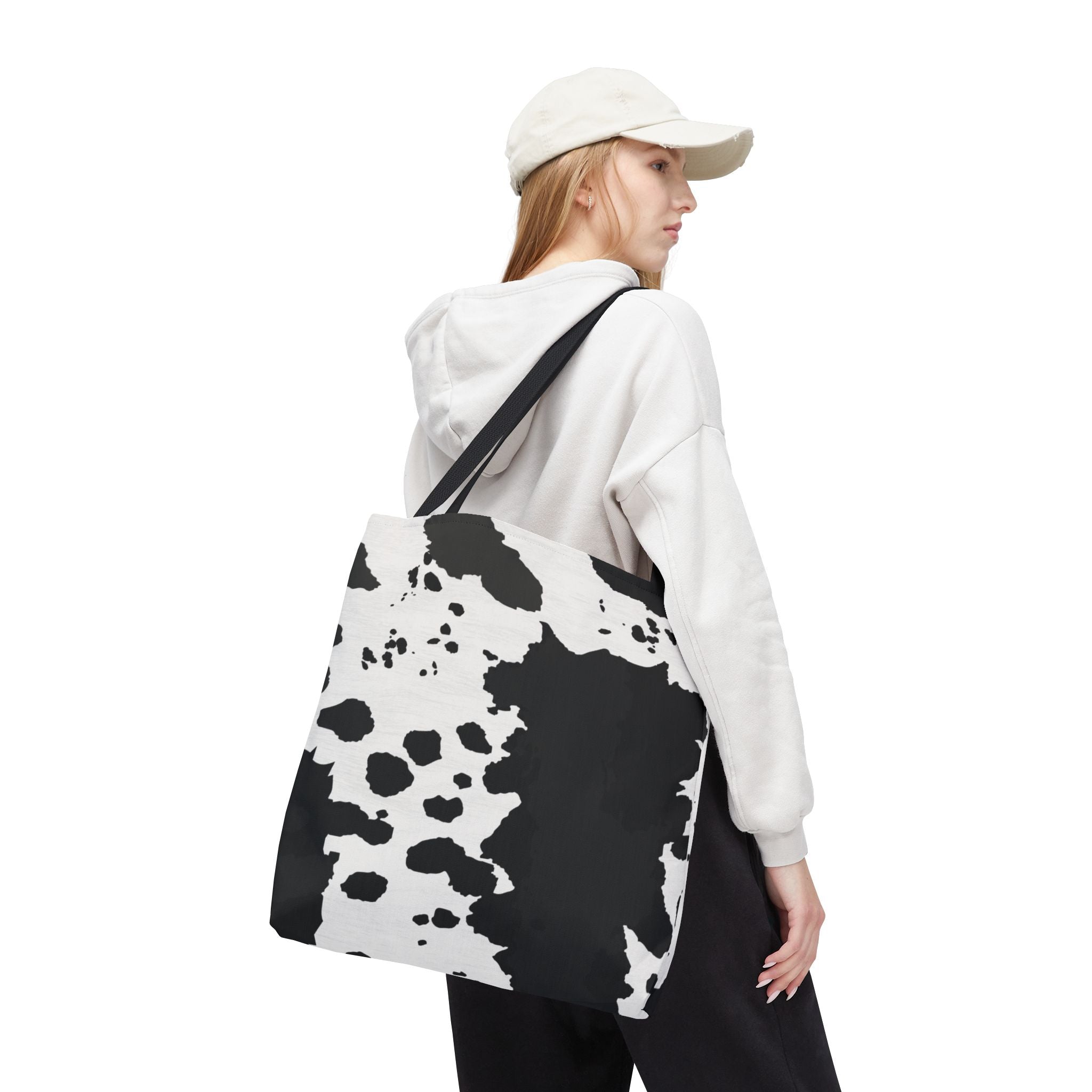 Tote Bag | Black & White Cow Print Patterned Shoulder Tote