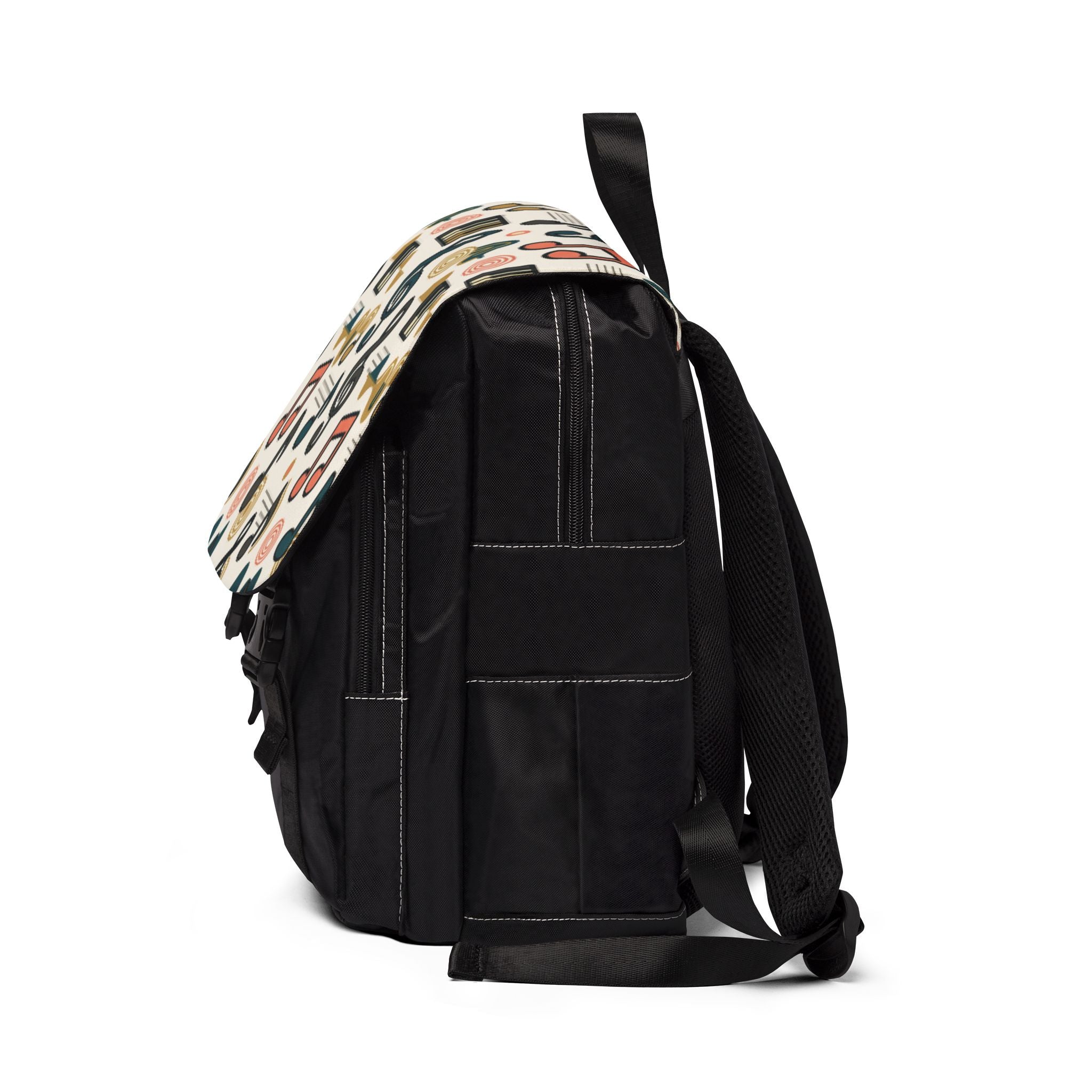 Backpack | Retro Musical Pattern Canvas Shoulder Bag