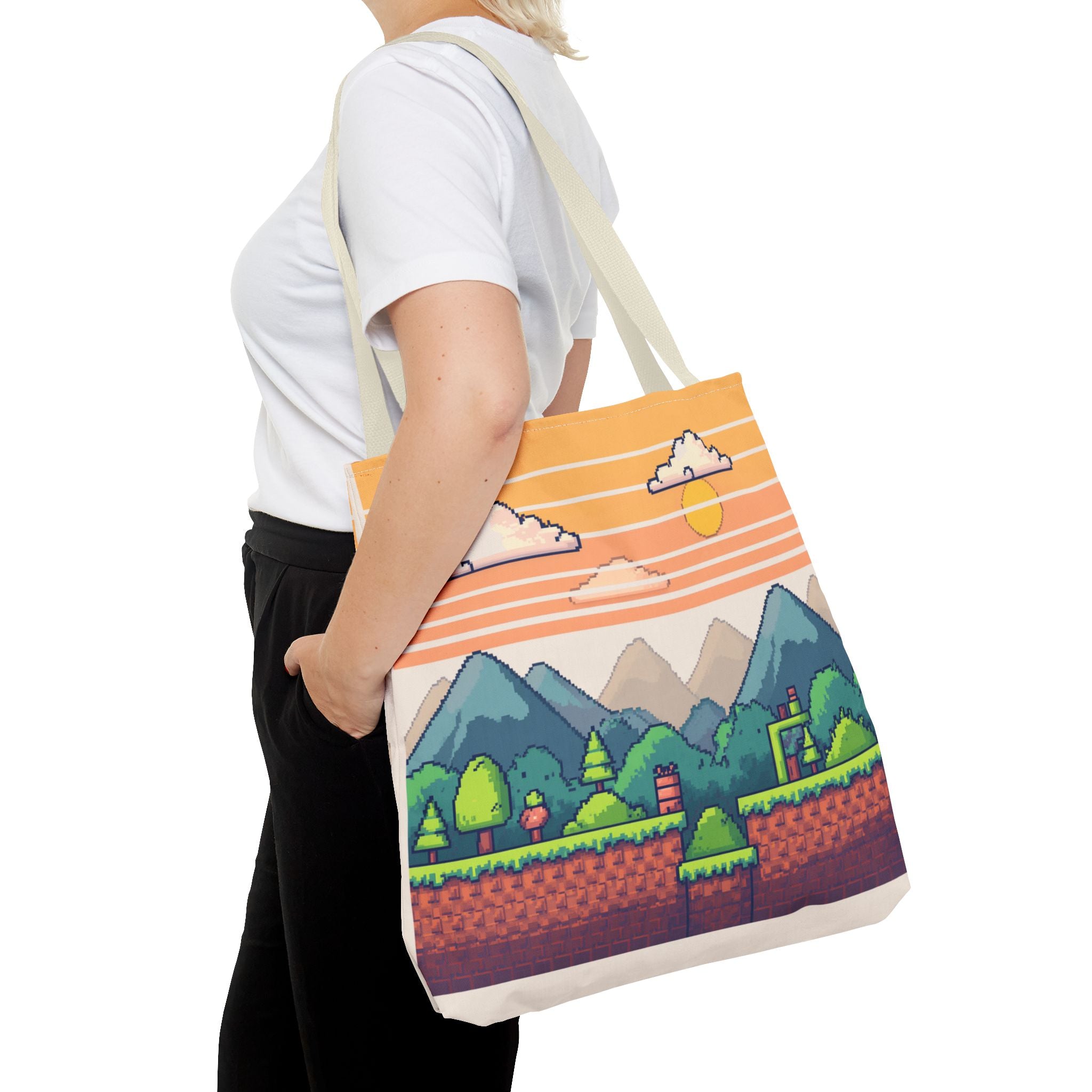 Tote Bag | Pixel Sunset Mountain Gamer Tote