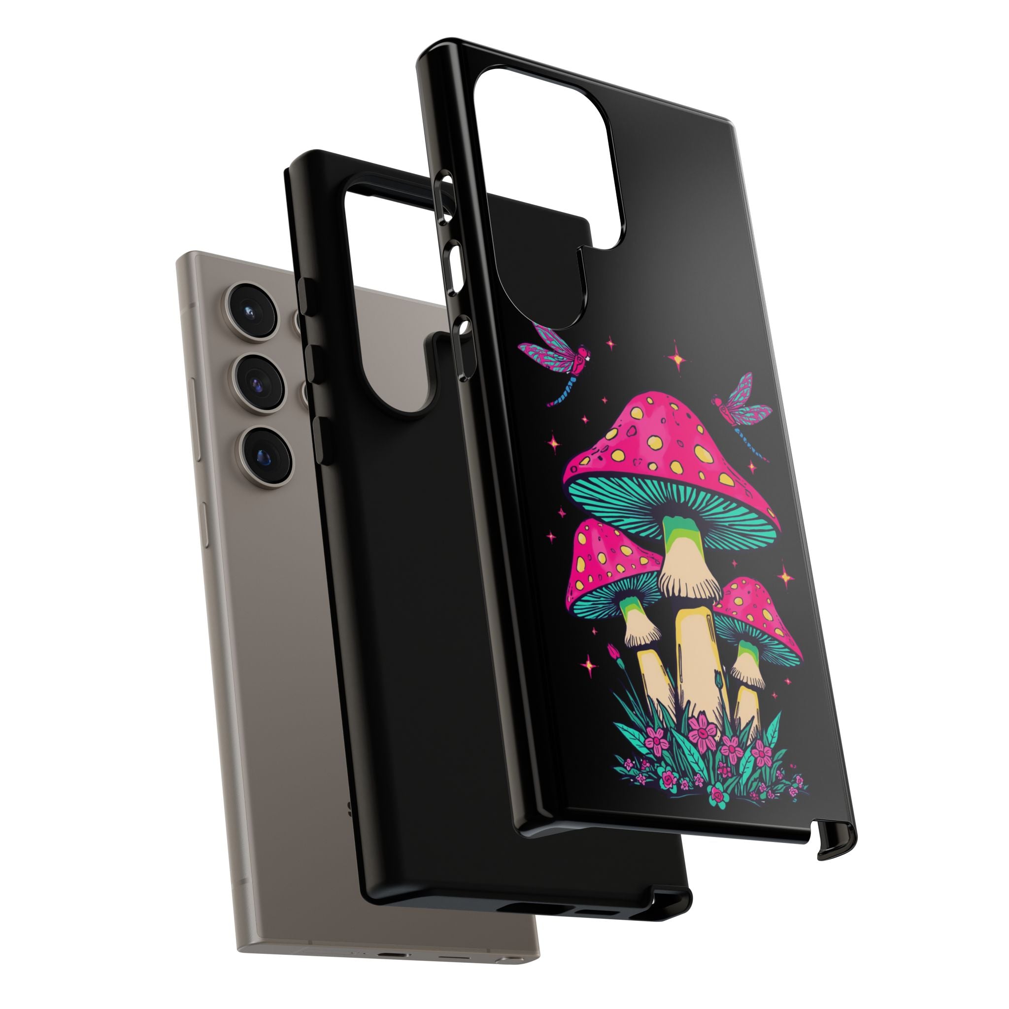Phone Cases | Colorful Mushroom and Dragonfly Print Tough Case