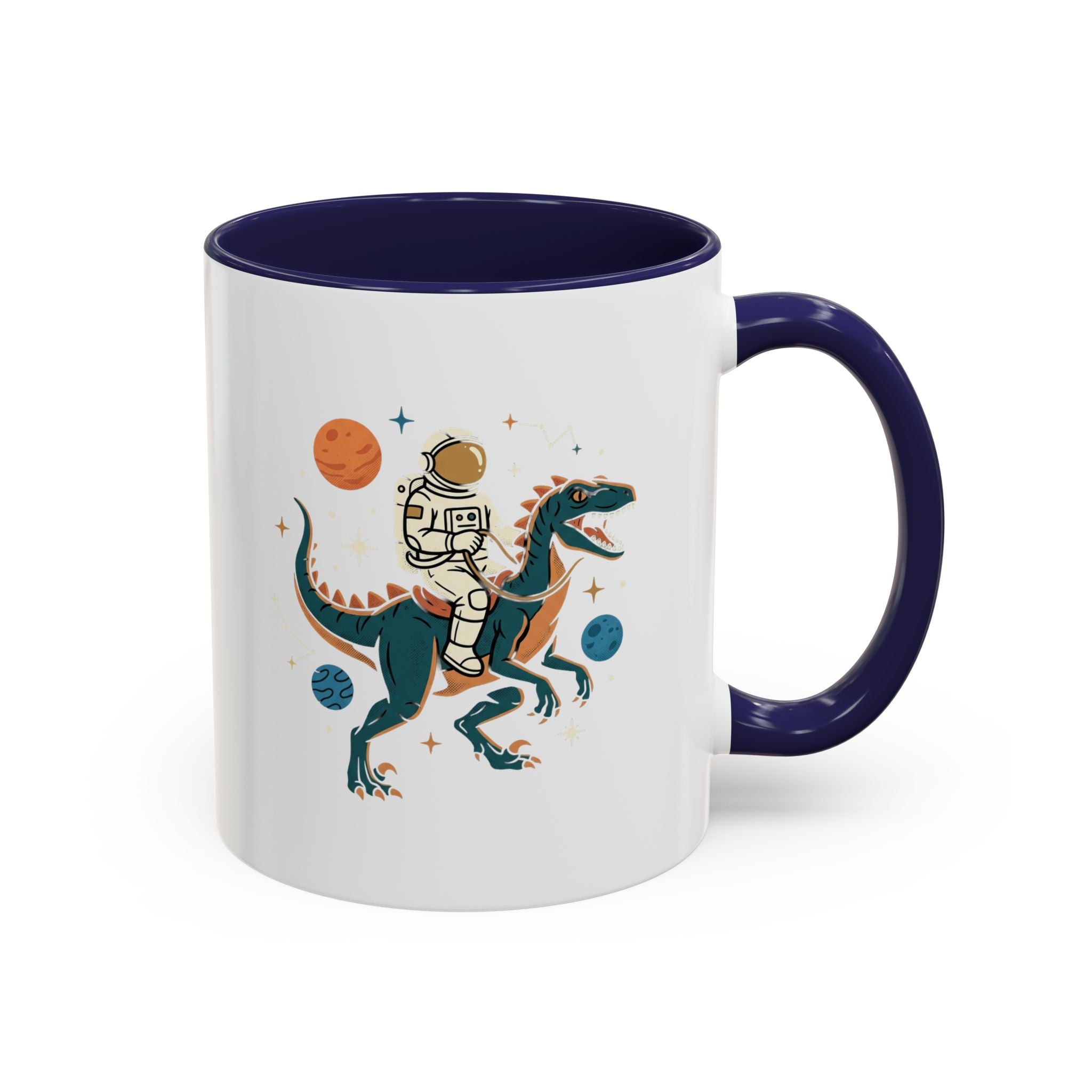 Coffee Mug | Astronaut Riding Velociraptor Accent Mug