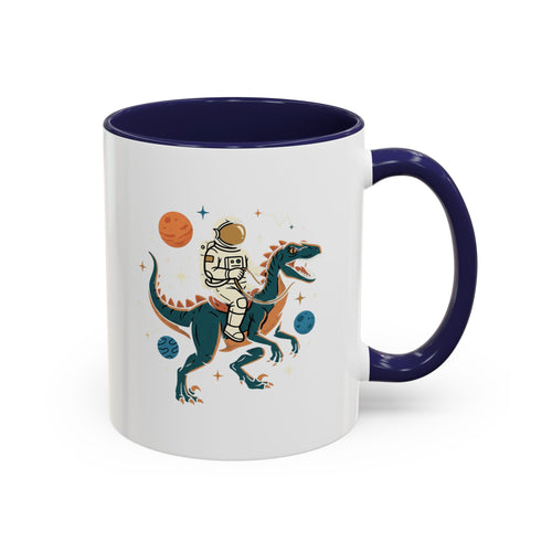 Coffee Mug | Astronaut Riding Velociraptor Accent Mug
