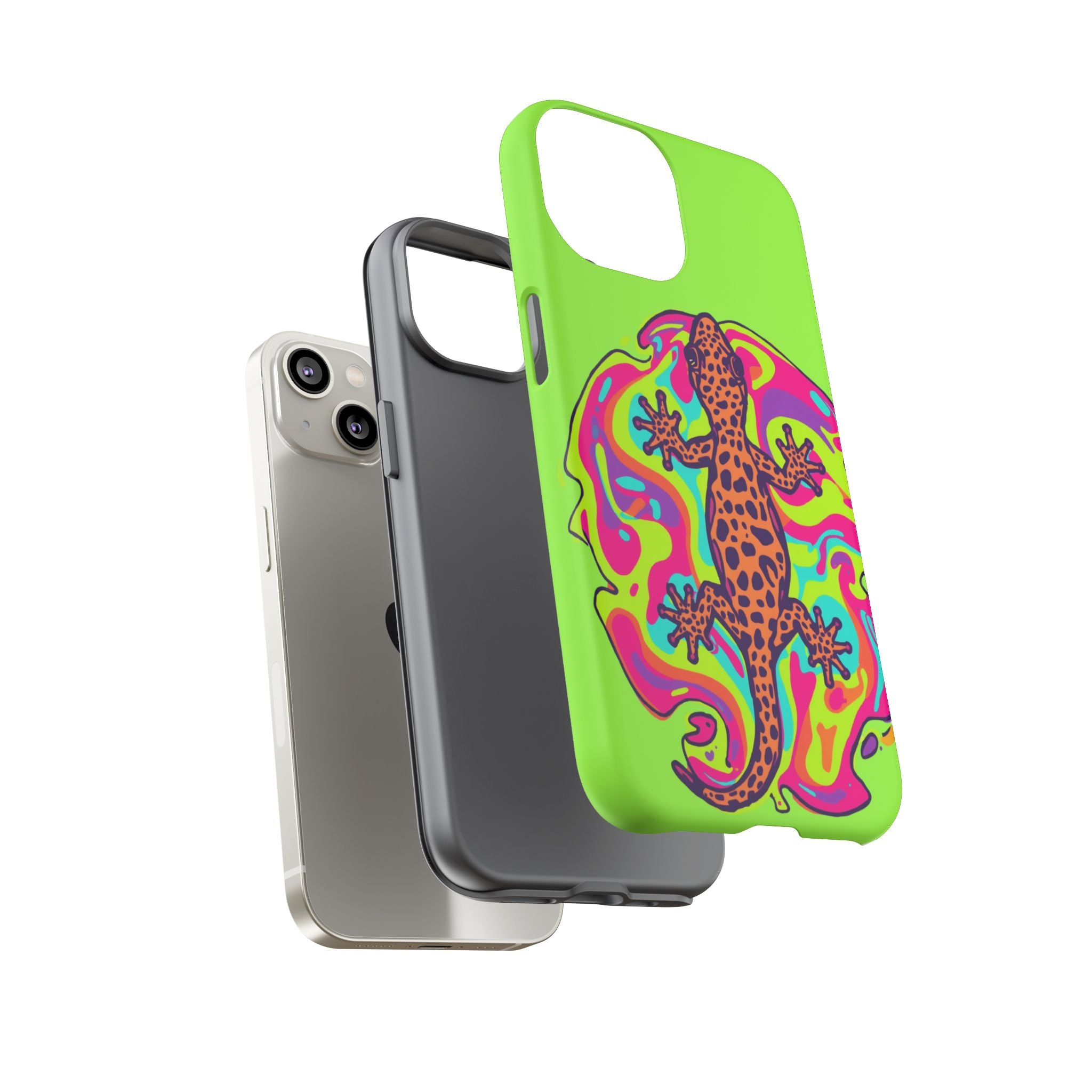 Phone Cases | Neon Leopard Gecko Swirl Phone Case