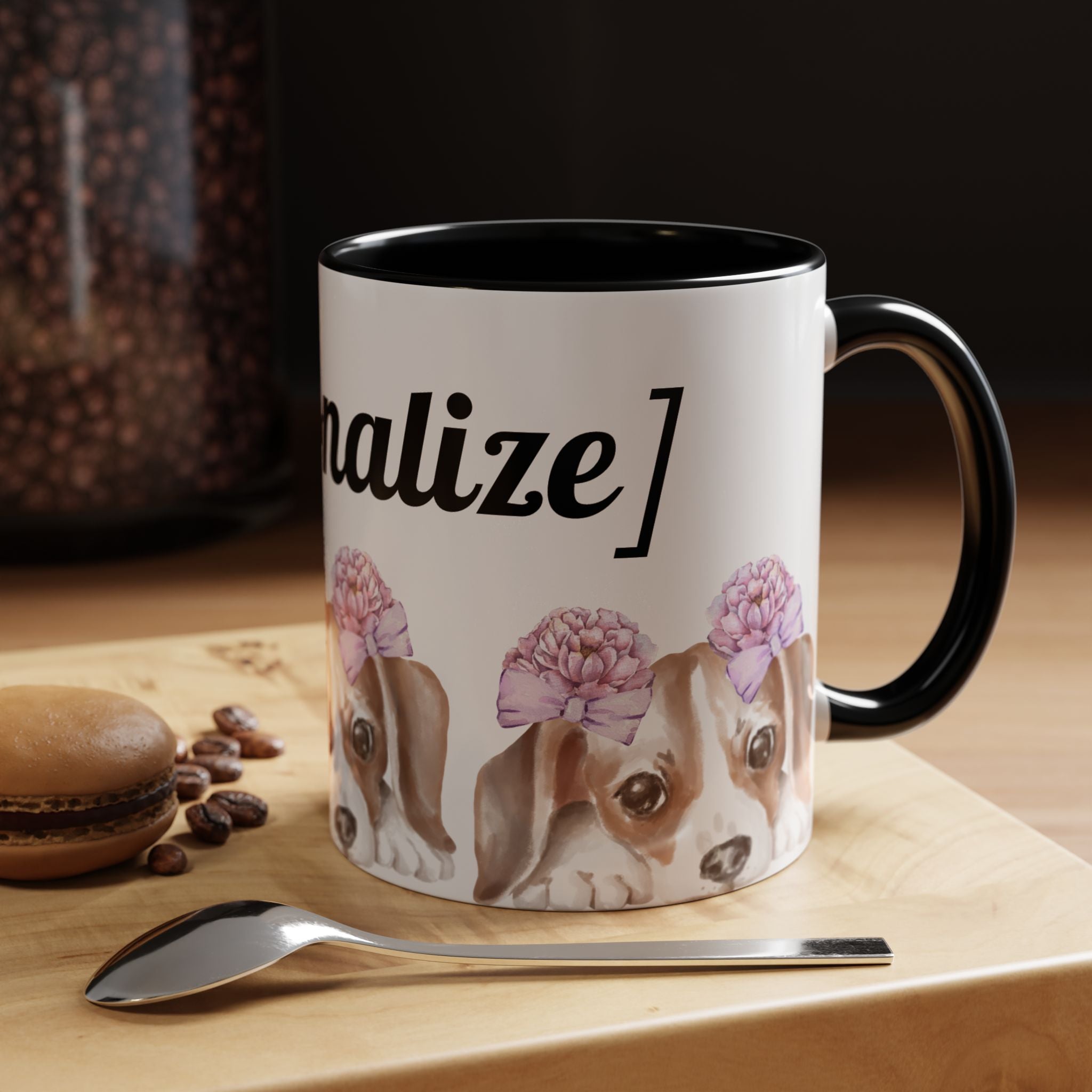Coffee Mug | Puppy Face with Custom Script Accent Mug (11/15oz)