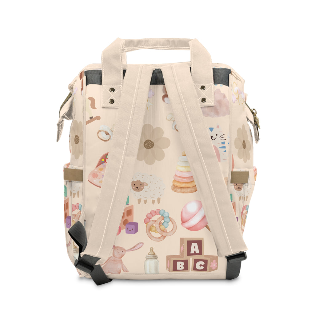 Diaper Backpack | Cute Pastel Nursery Print Multifunctional Diaper Bag