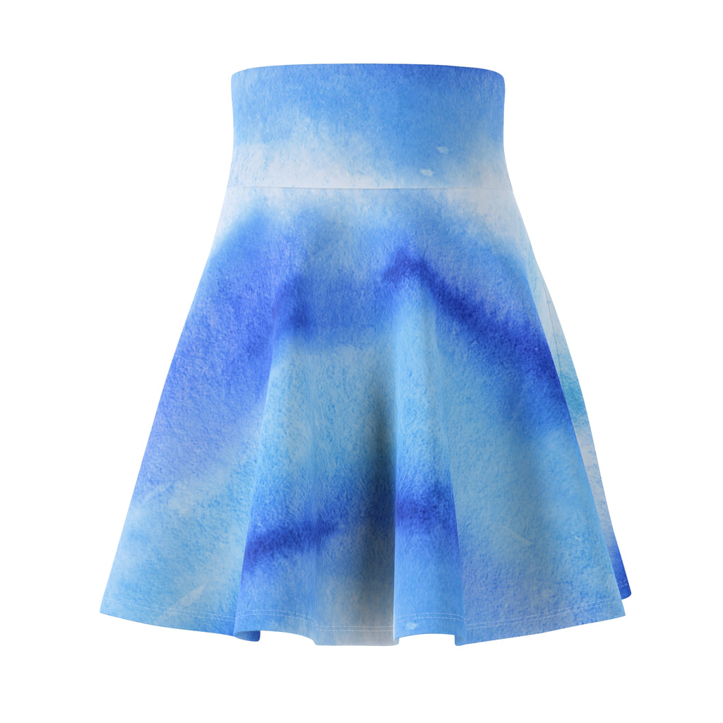 Women's Skater Skirt | Soft Blue Watercolor Ocean Skirt