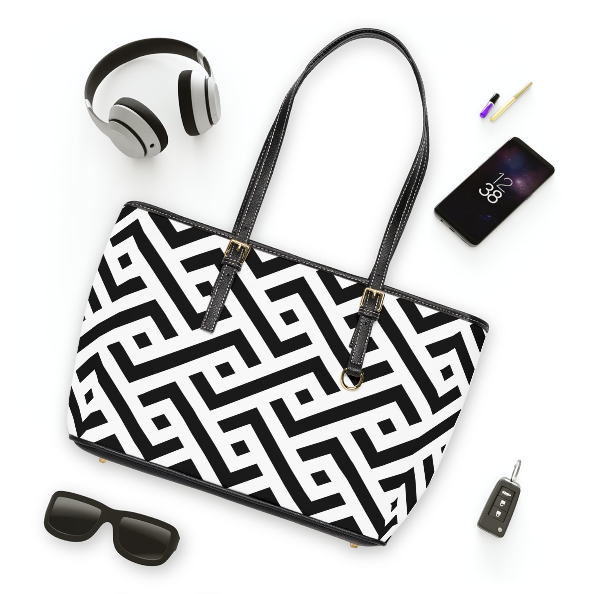 Handbag | Geometric Black & White Shoulder Bag